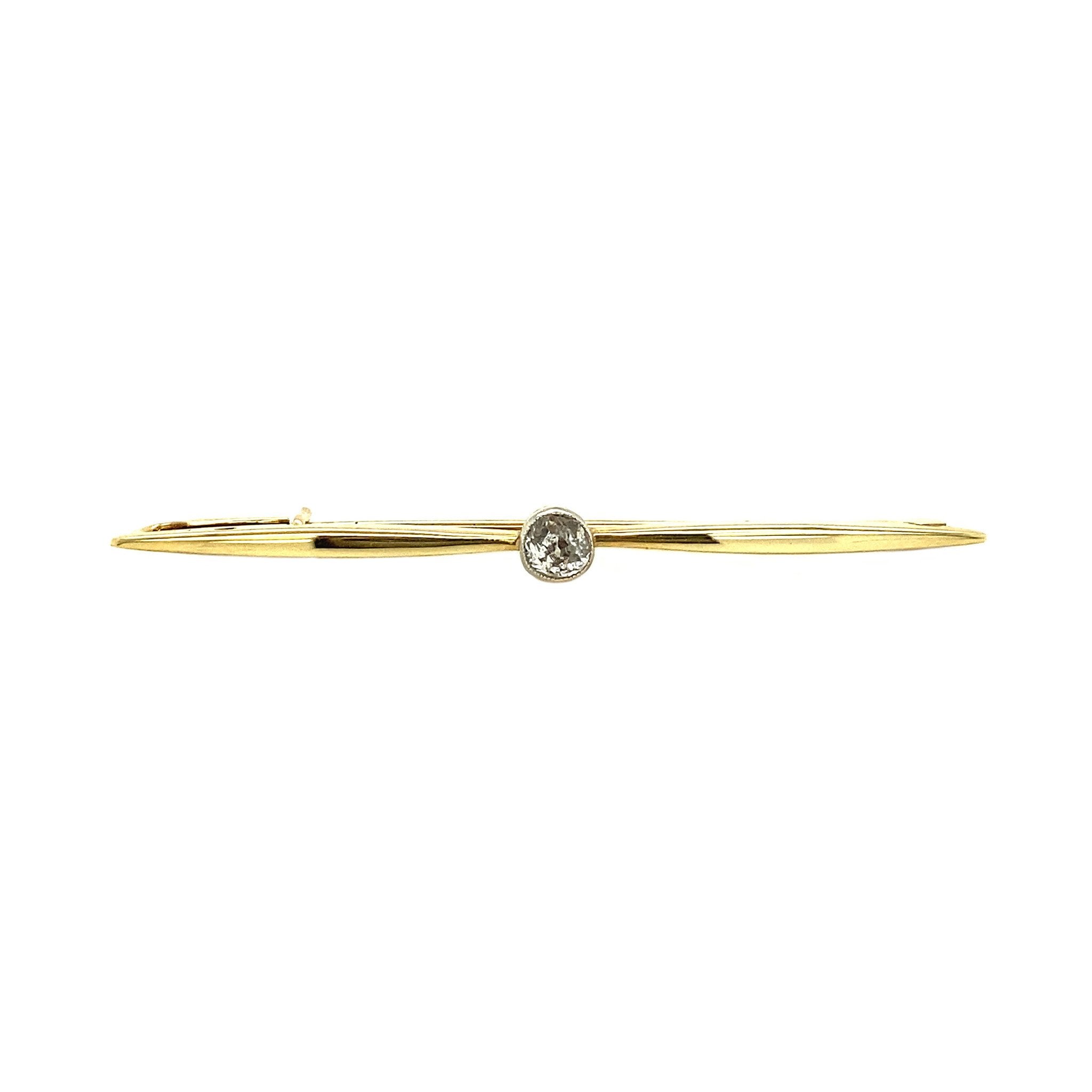 Gold brooch with diamond 14 carat