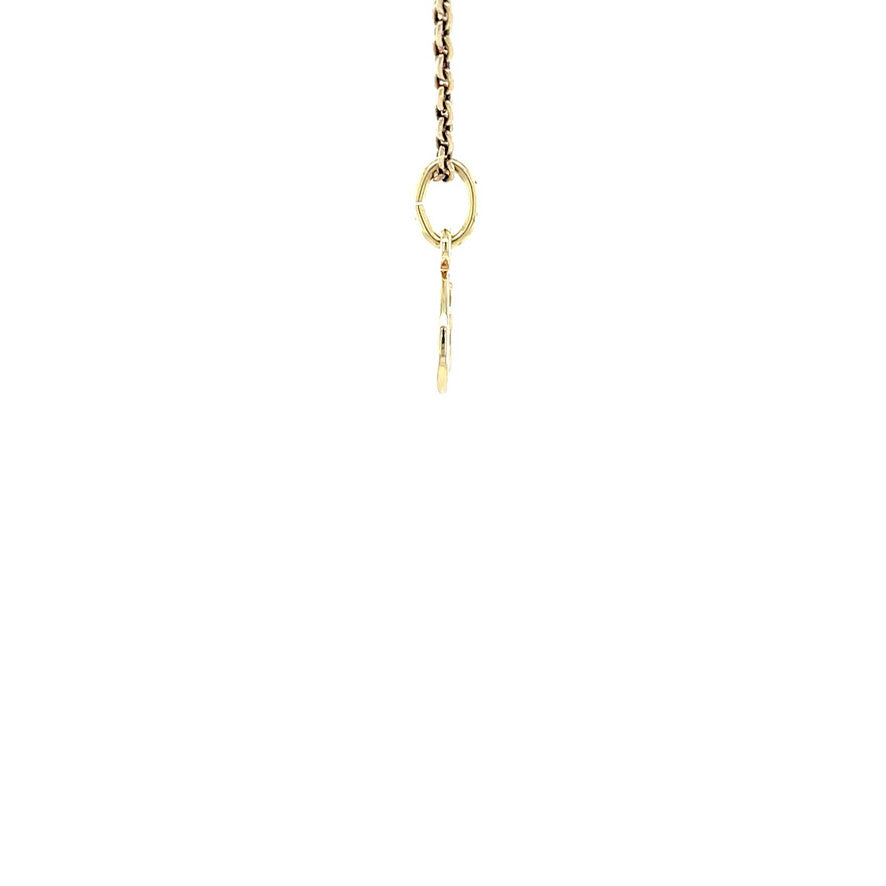 Golden vintage letter 'O' pendant with diamond 14 kt