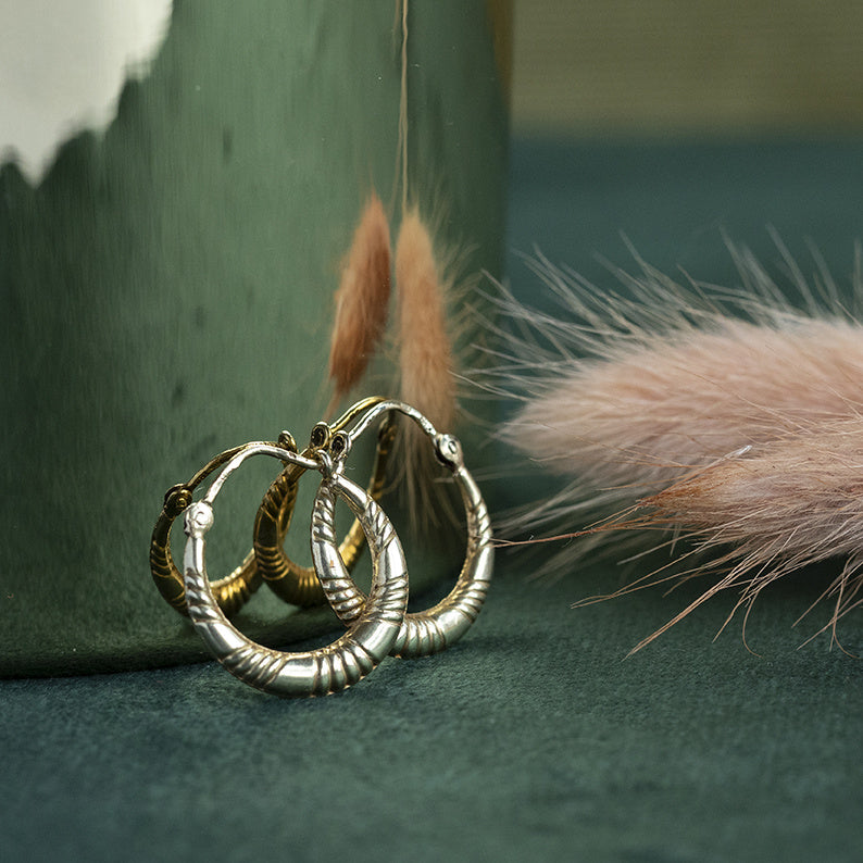 Vintage gold fantasy earrings, 14 kt