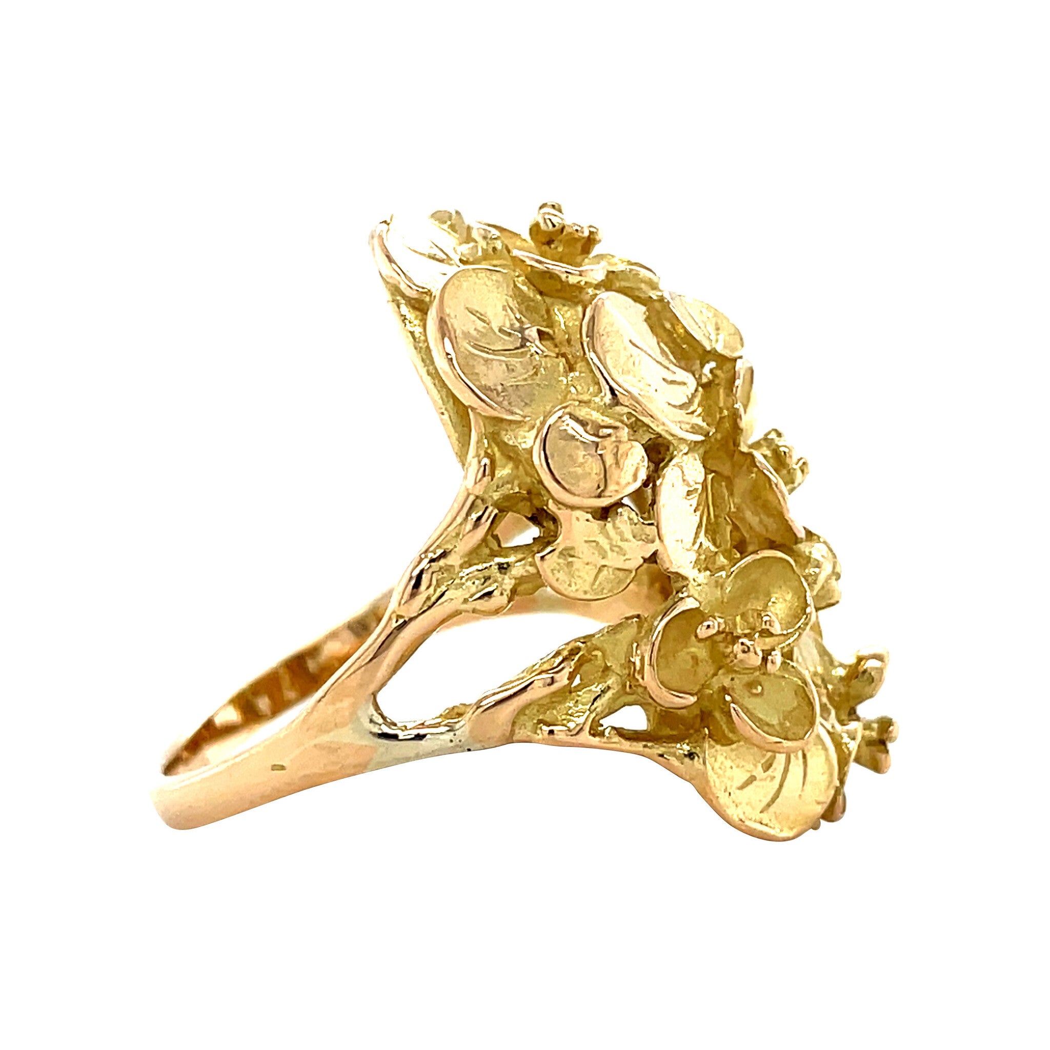 Gold vintage waterlily ring 18 kt