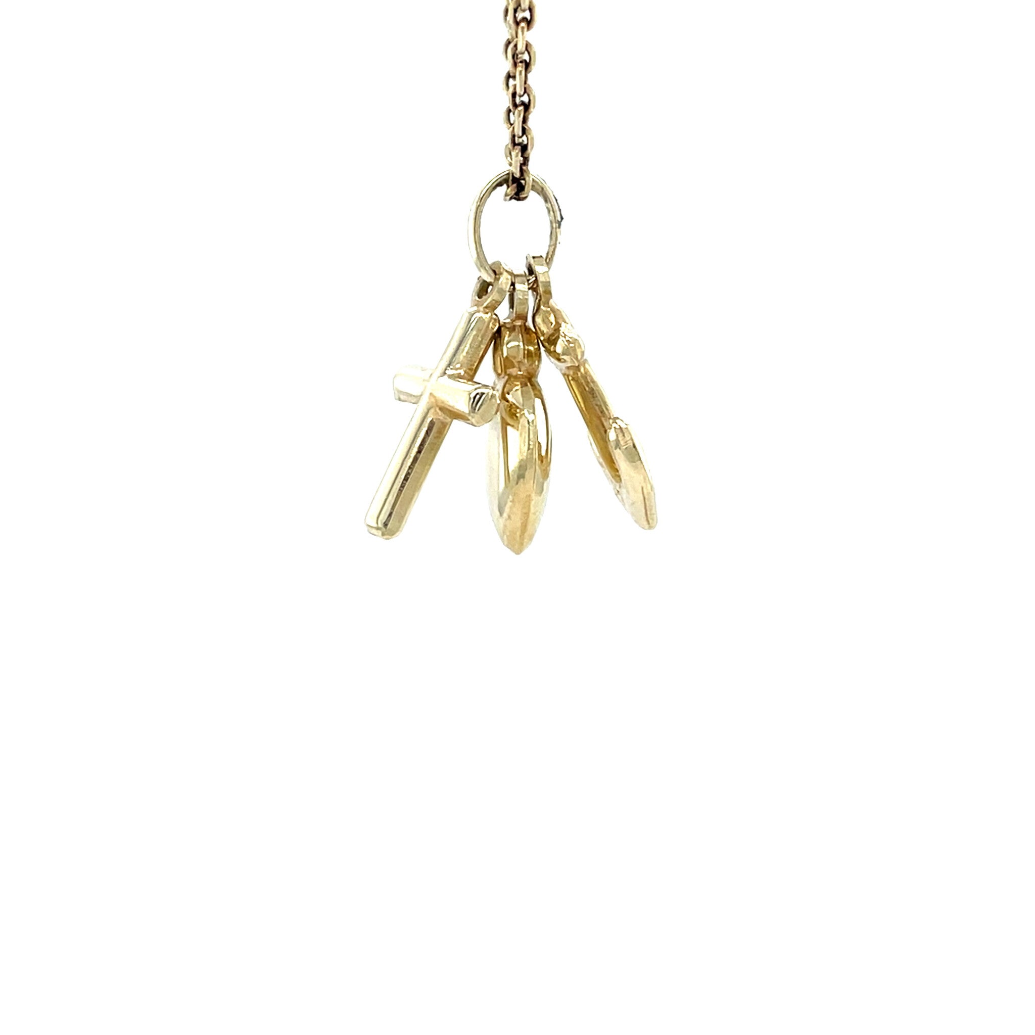 Gouden vintage geloof, hoop en liefde hanger 14 krt