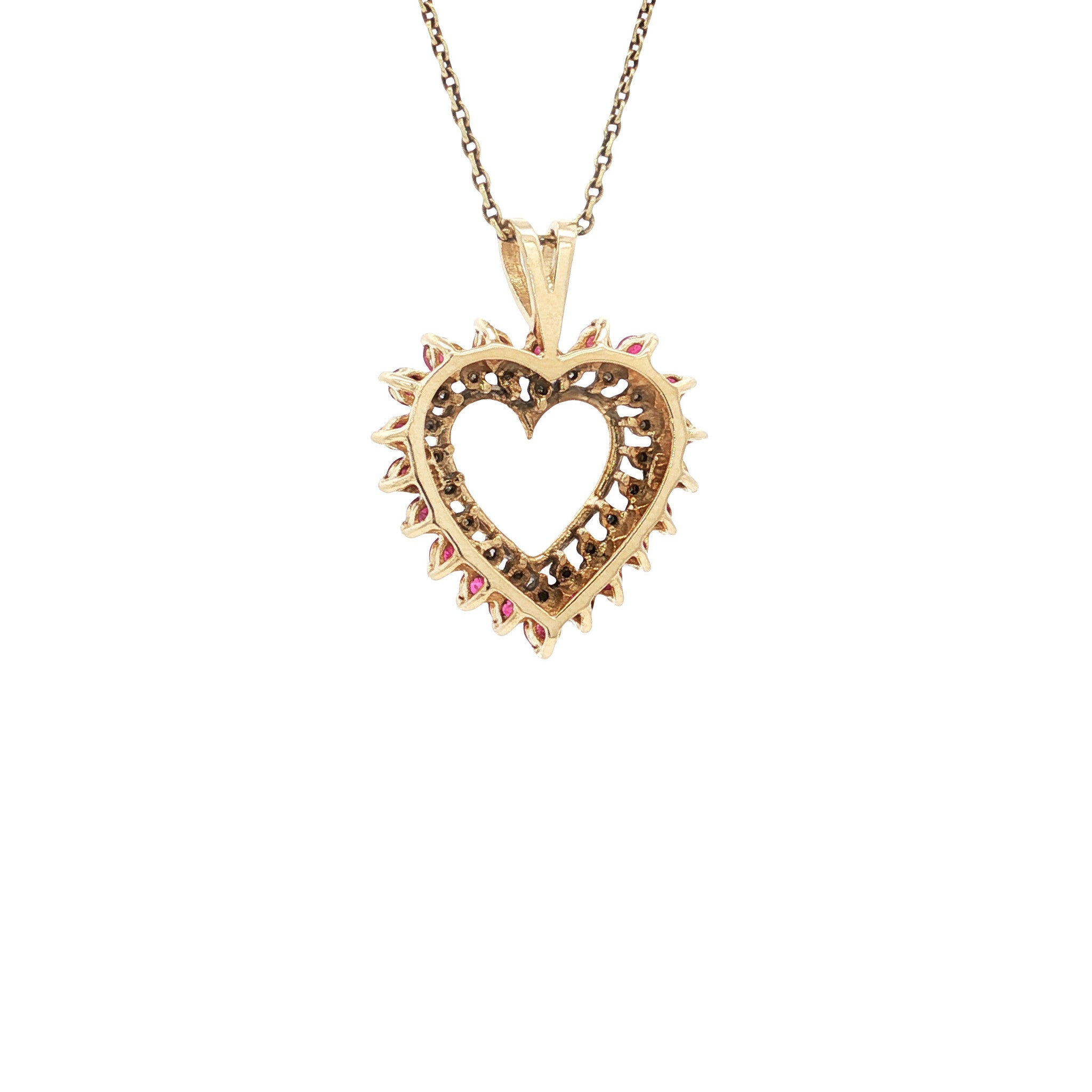 Vintage heart pendant with ruby and diamond, 10 kt
