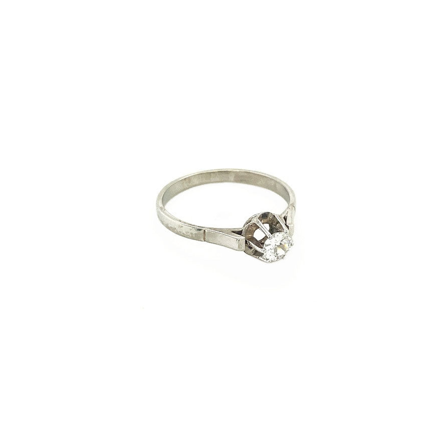 Witgouden solitair ring met diamant 14 krt