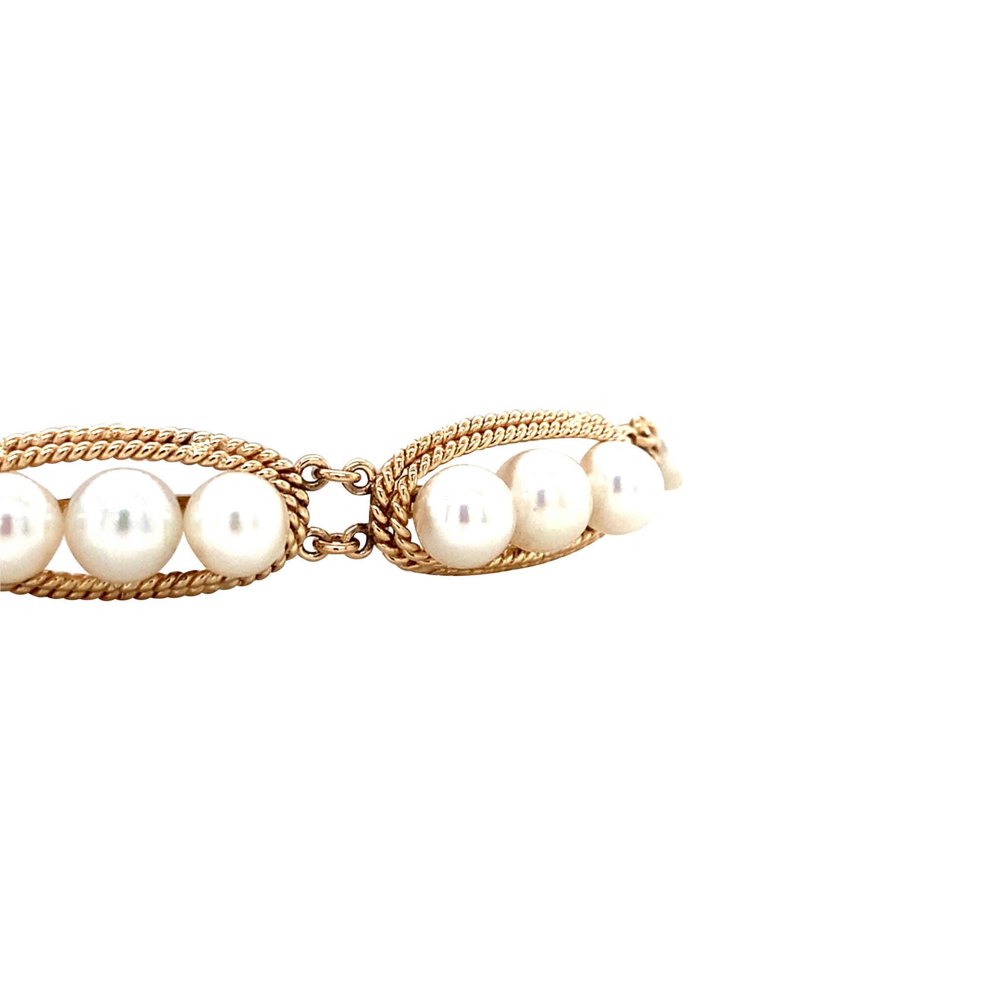 Gouden vintage armband met parel 14 krt