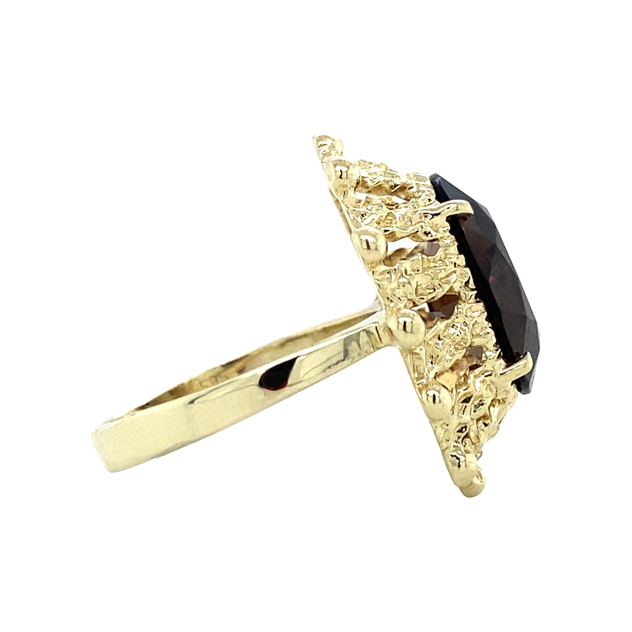 Golden ring with smoky quartz 14 kt