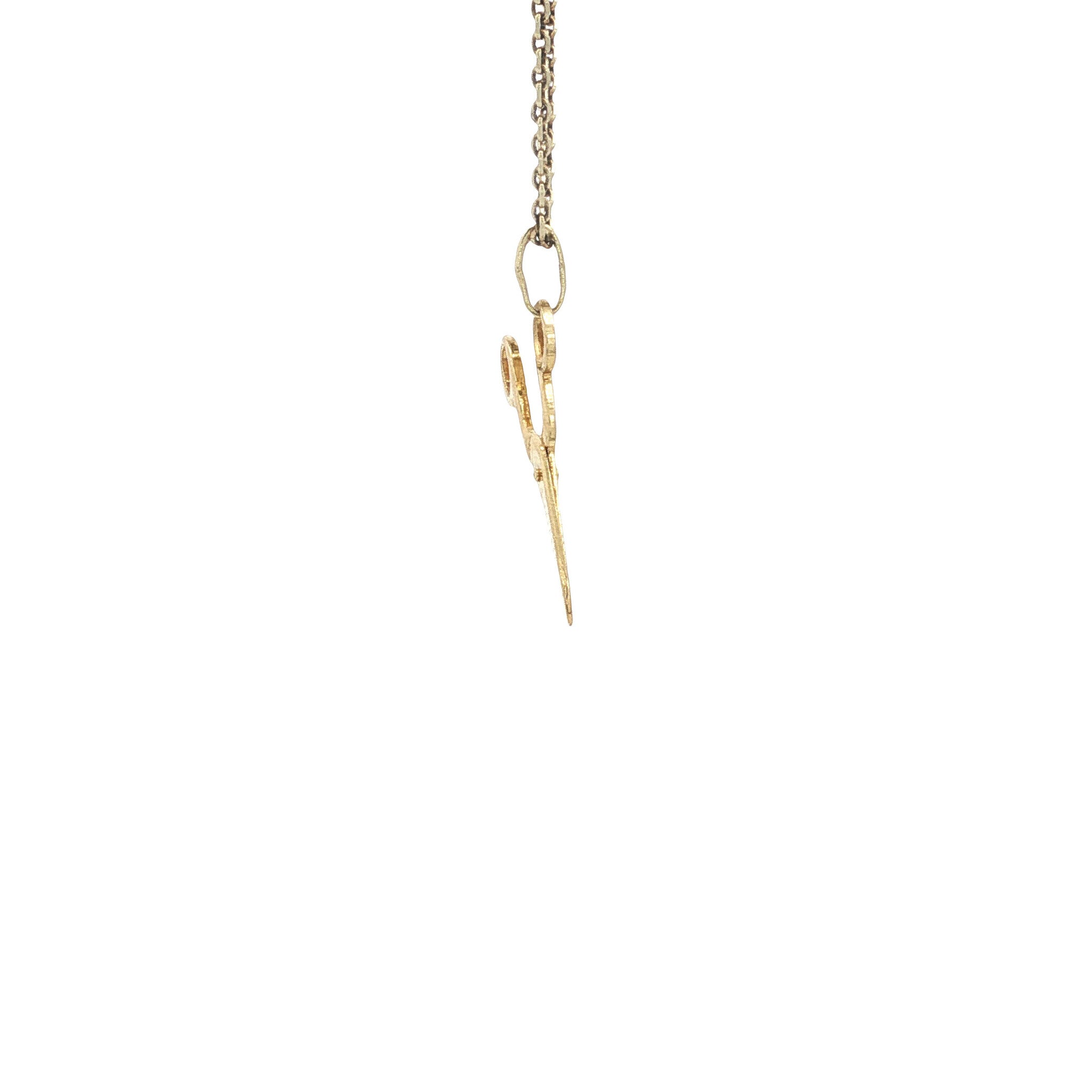 Golden vintage scissor pendant 14 kt