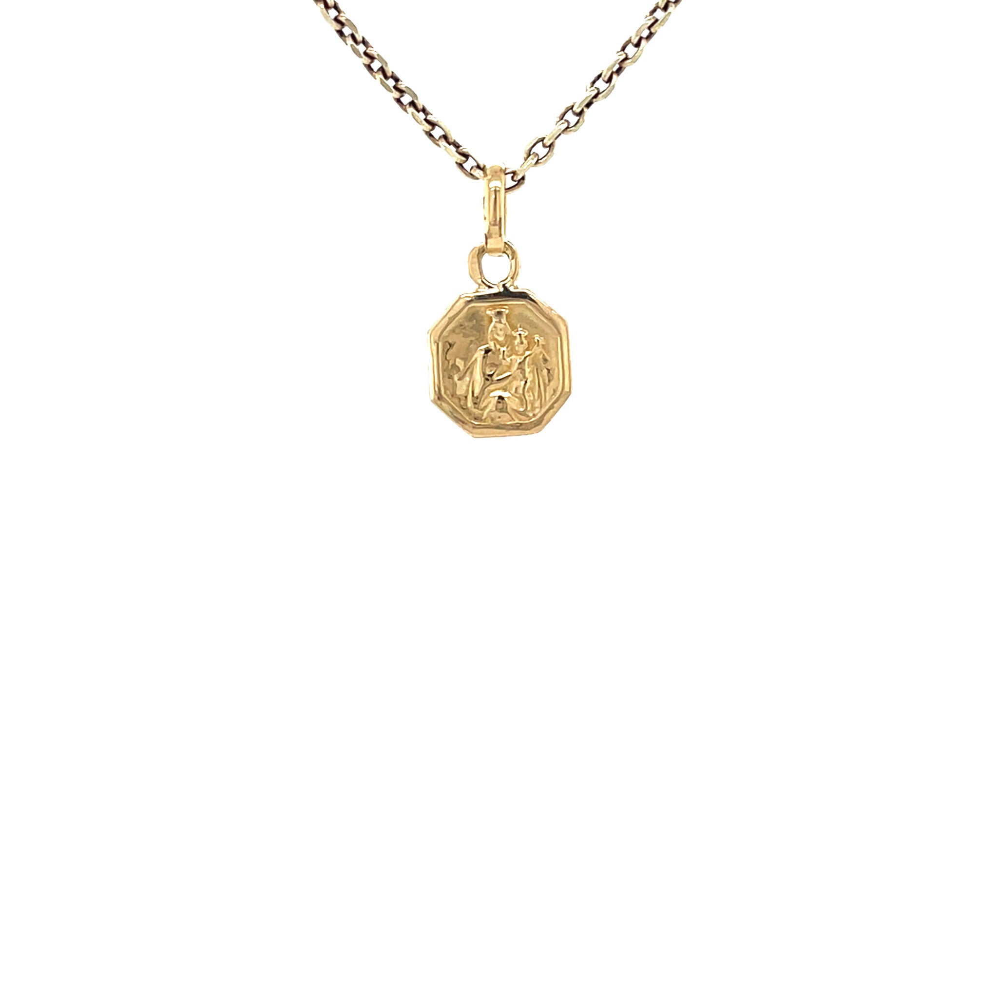 Gouden hanger met Jozef, Maria en Jezus 14 krt