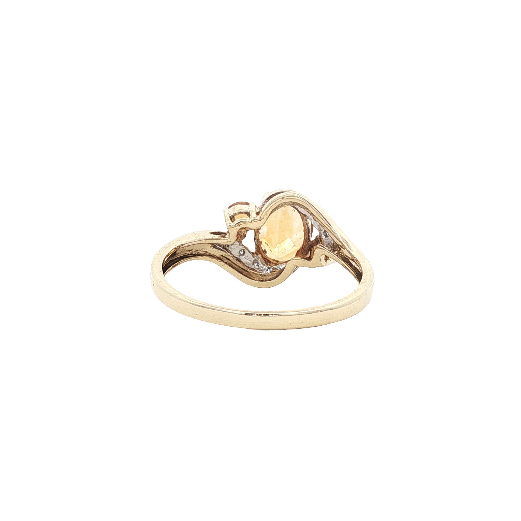 Vintage ring with citrine and diamond 9 kt
