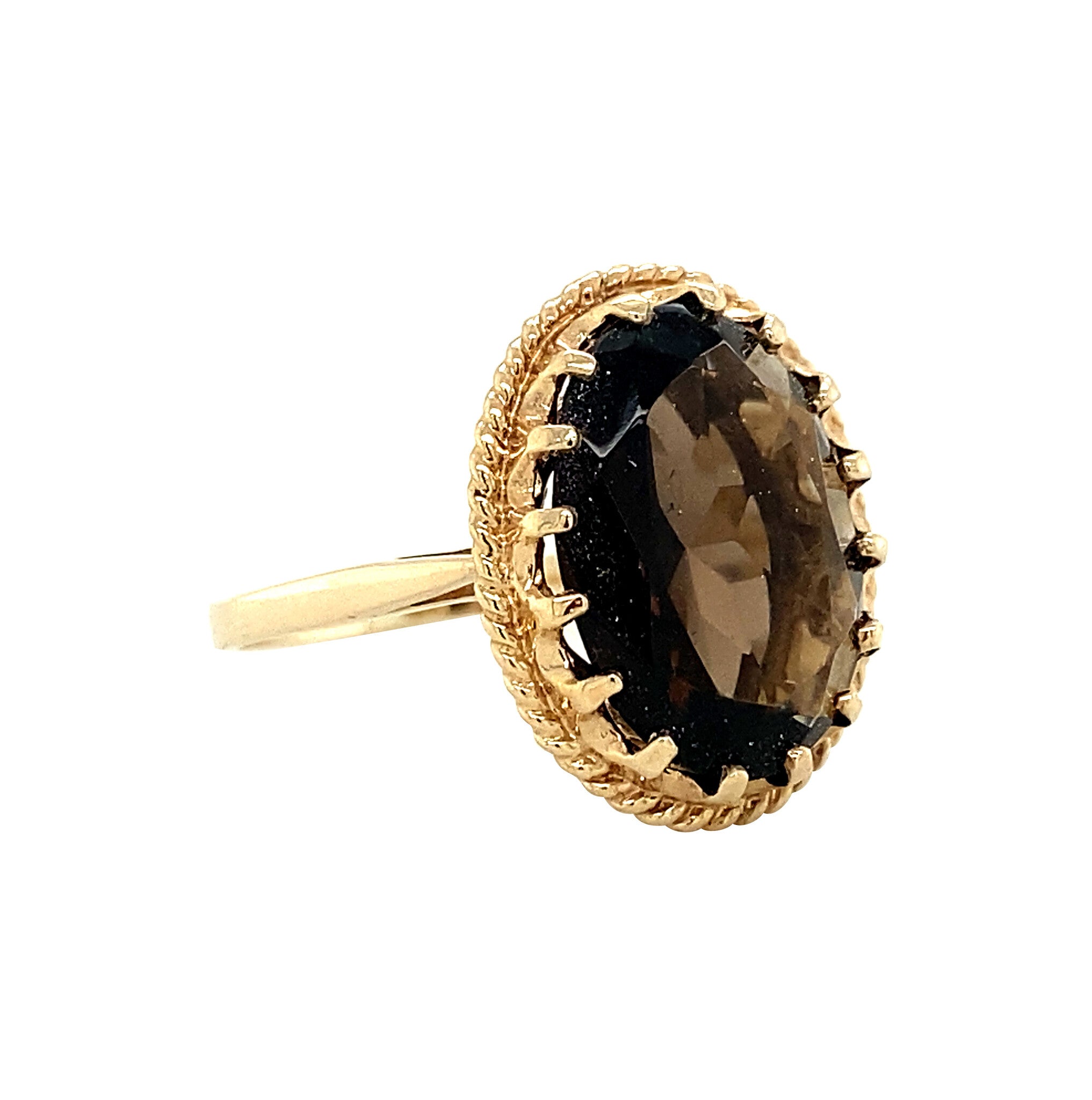 Ring with smoky topaz 9 krt