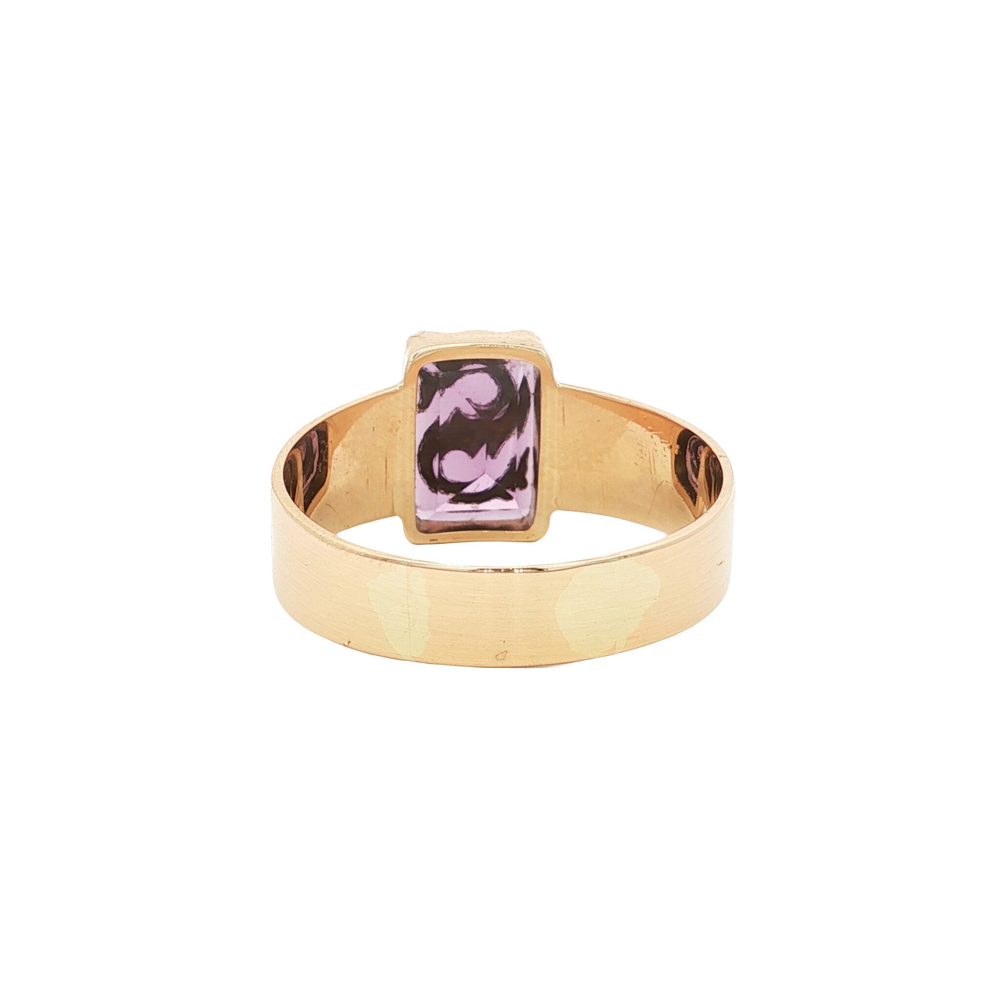 Vintage gold ring with a colored gemstone and pearl, 14 kt