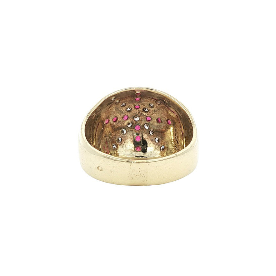 Gold ring with ruby and diamond 14 kt