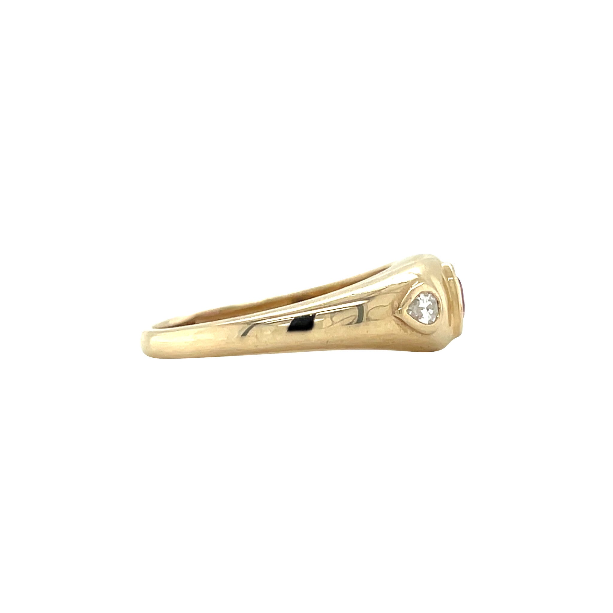 Vintage gold ring with sapphire and diamond, 14 kt