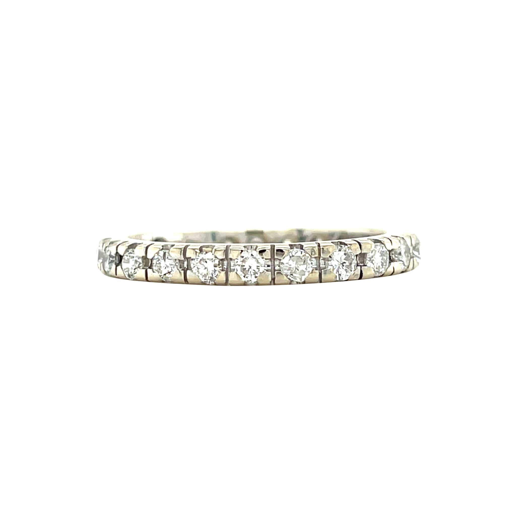 Witgouden vintage alliance ring met diamant 18 kt