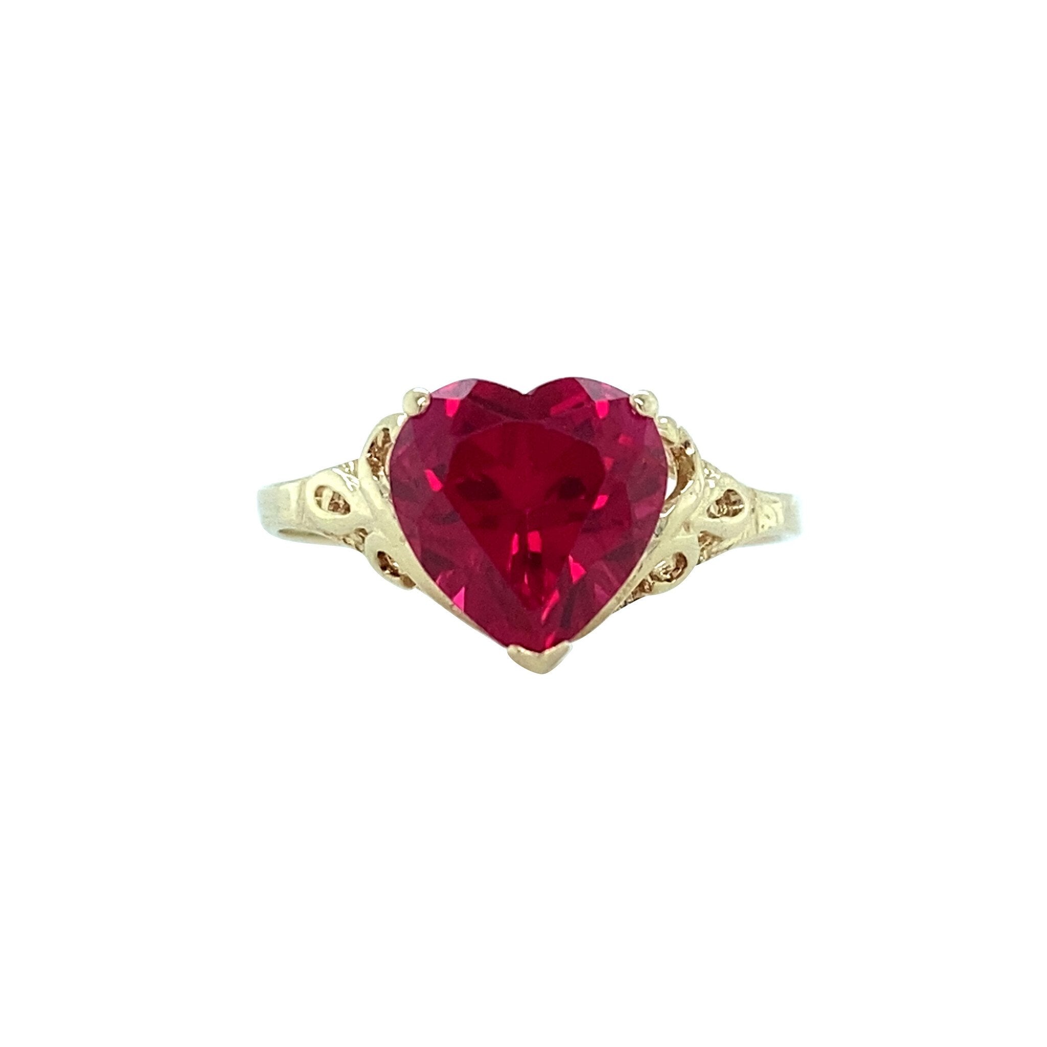 Vintage heart-shaped ring with ruby, 10 kt