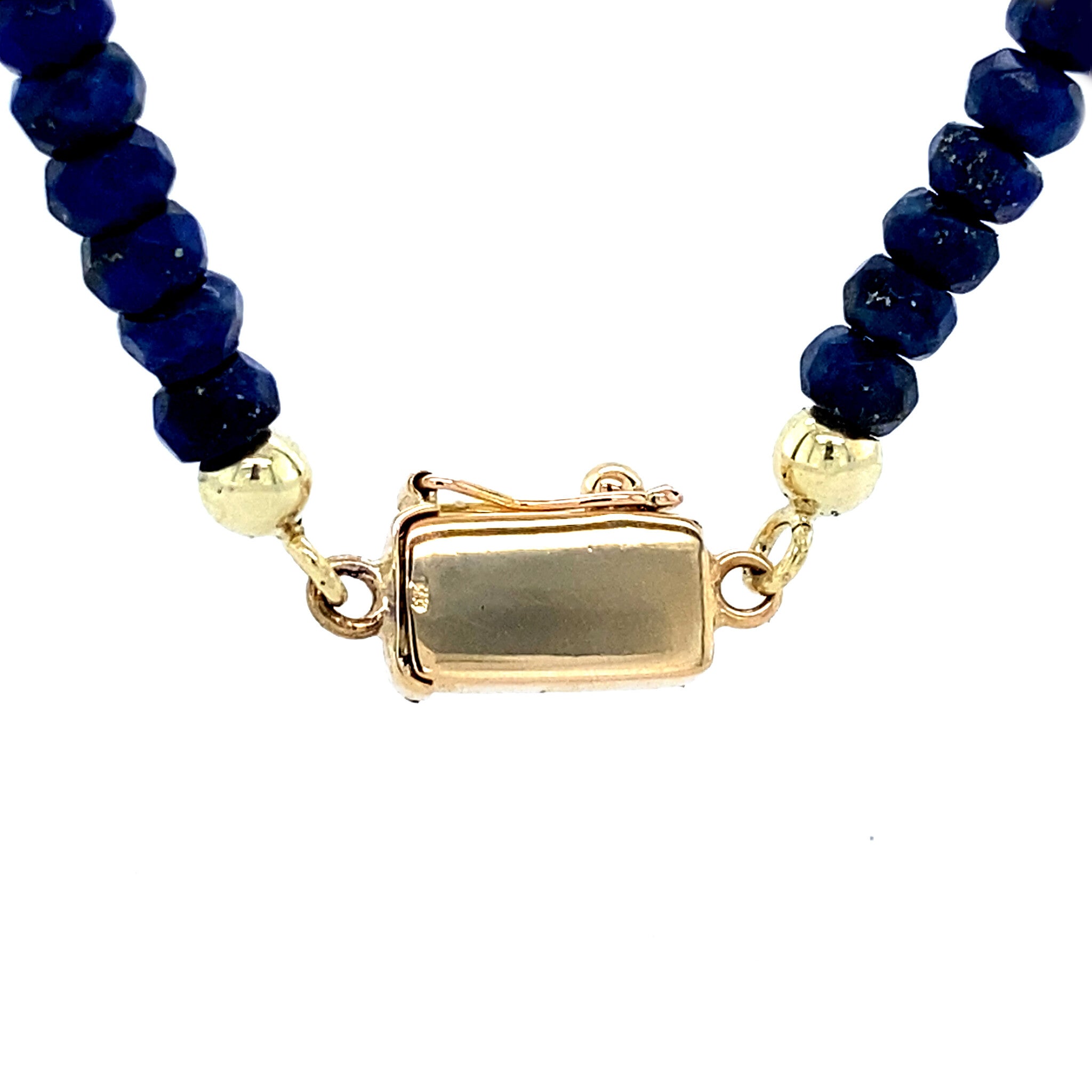 Sapphire necklace with 14 kt gold clasp