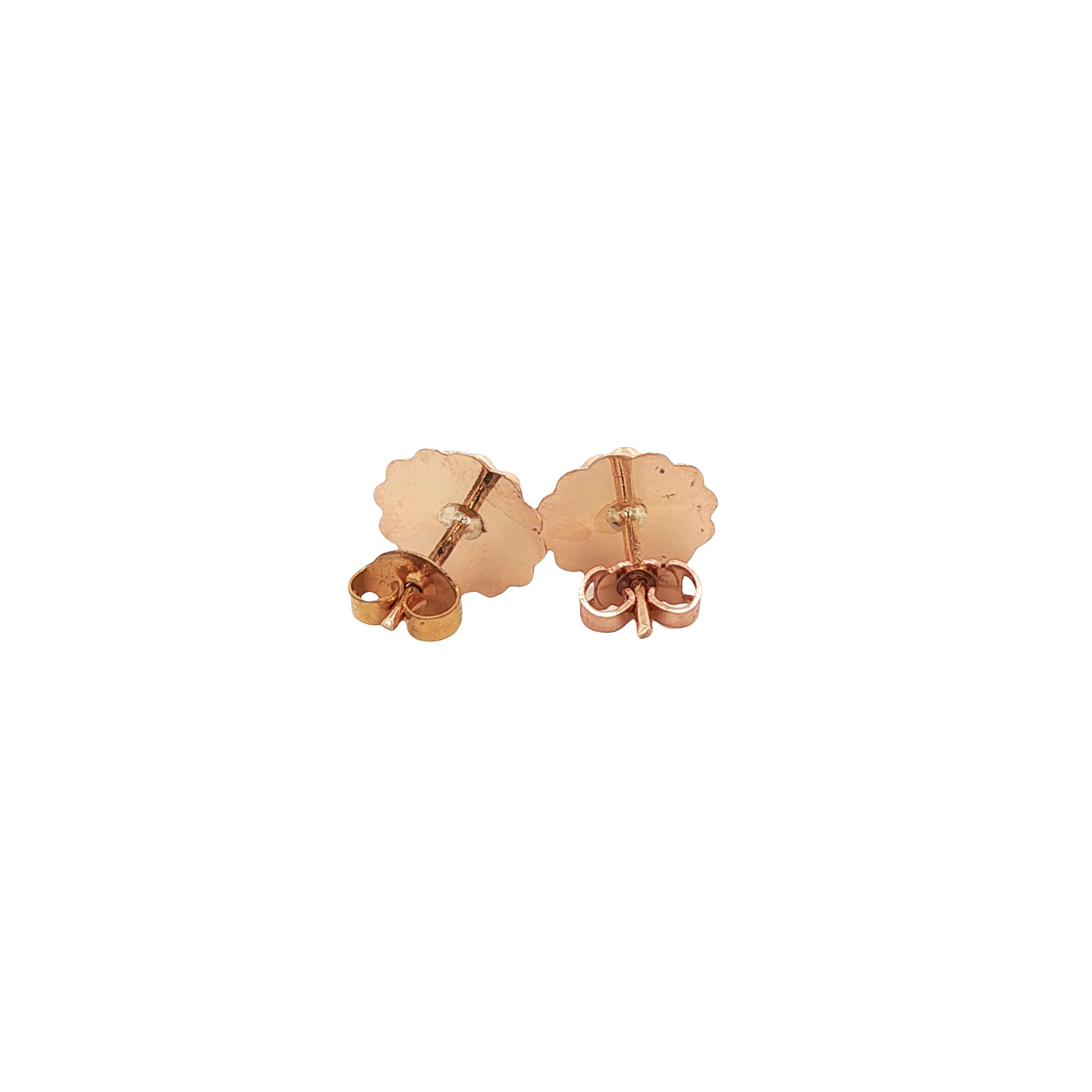 Rose gold stud earrings with garnet 14 kt