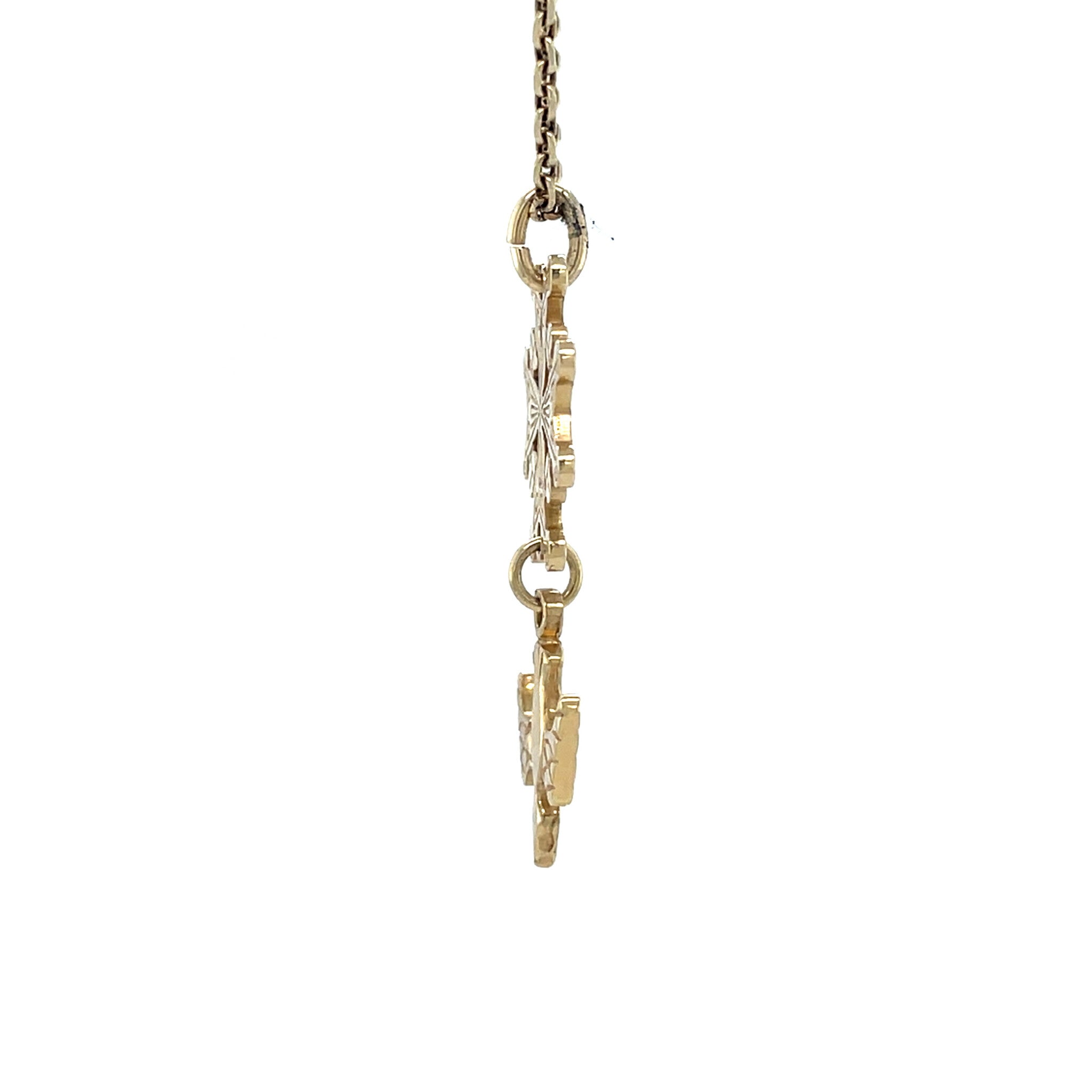 Gold vintage Huguenot cross pendant 14 krt