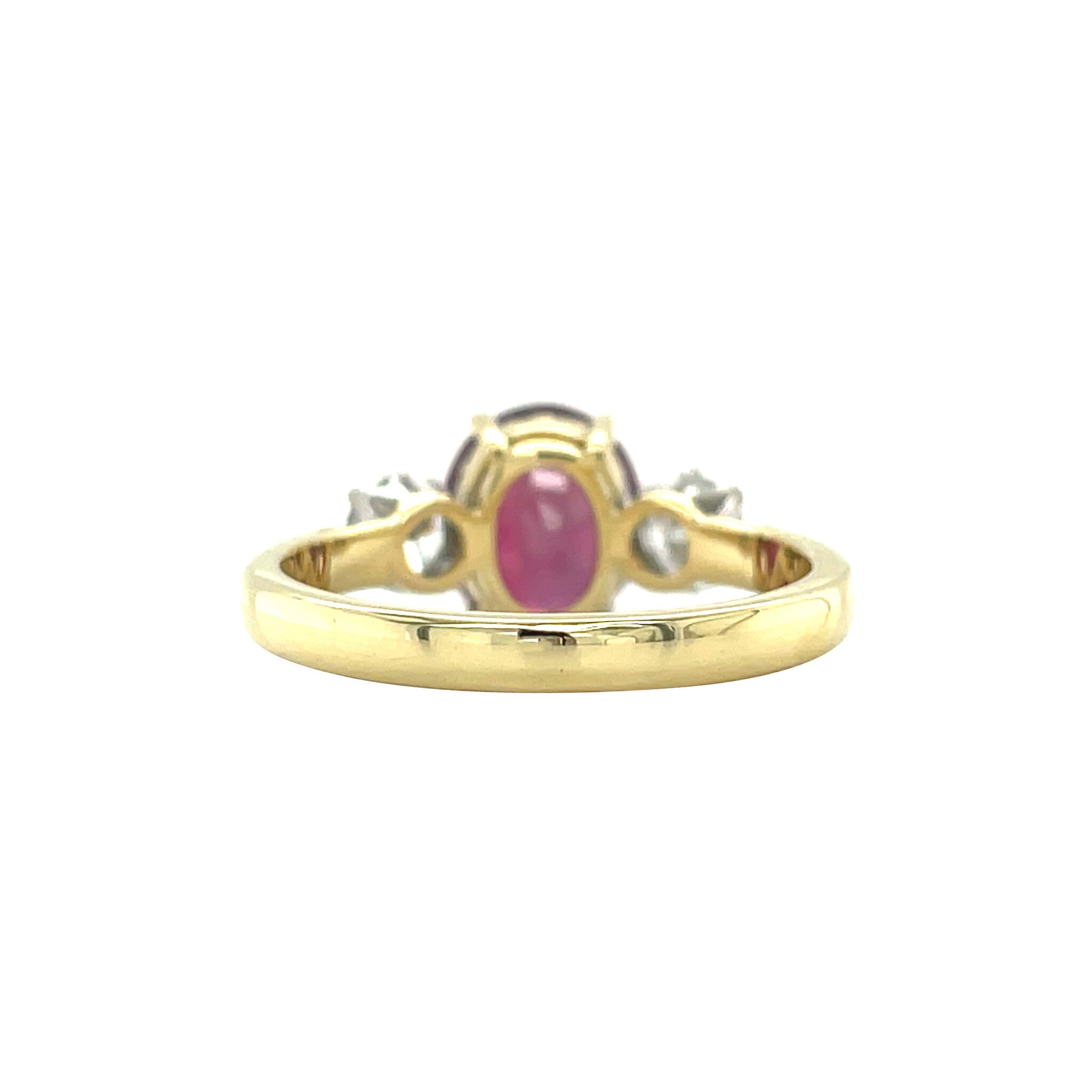 Gouden ring met vintage robijn en diamant 18 kt