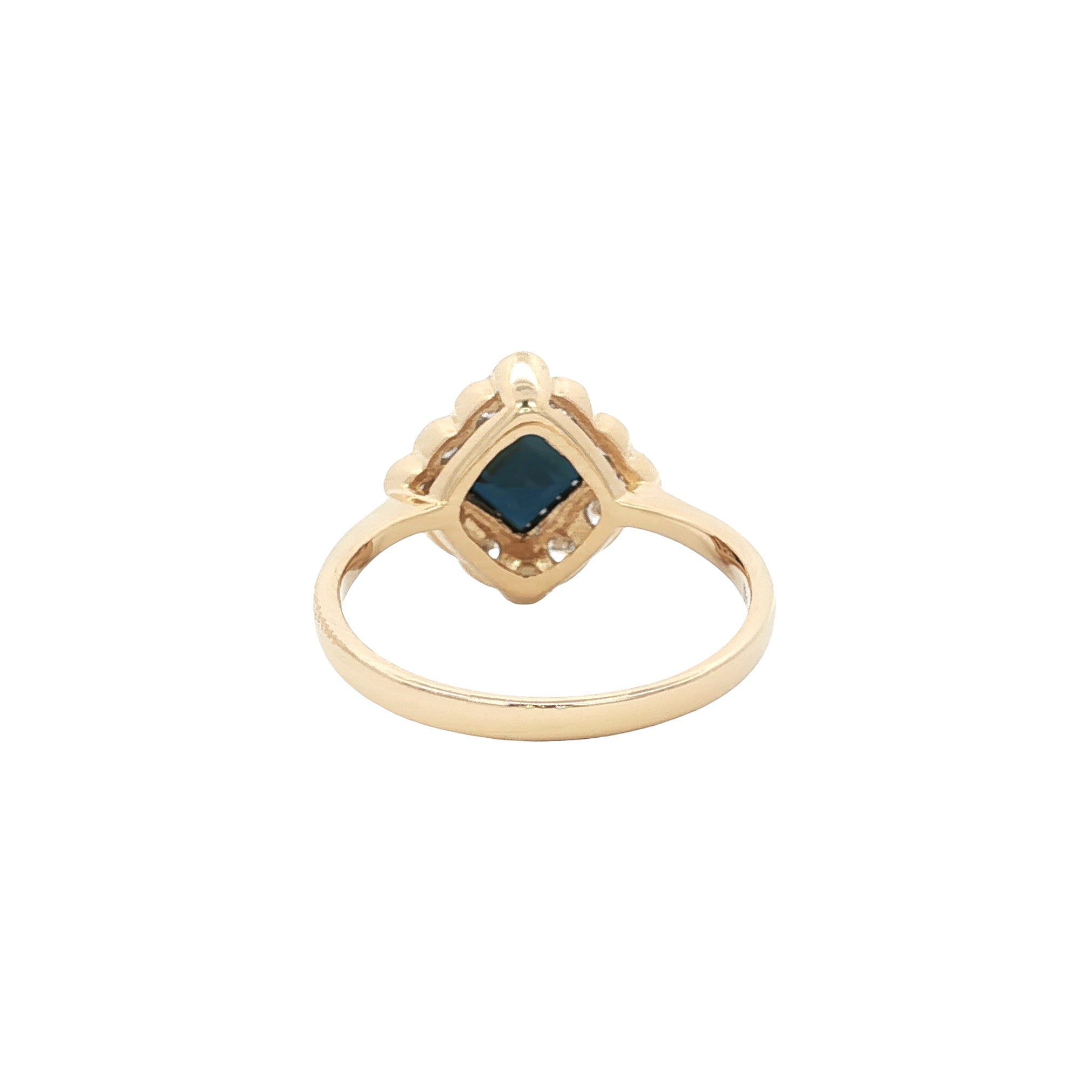 Gouden ring met saffier en diamant 14 kt