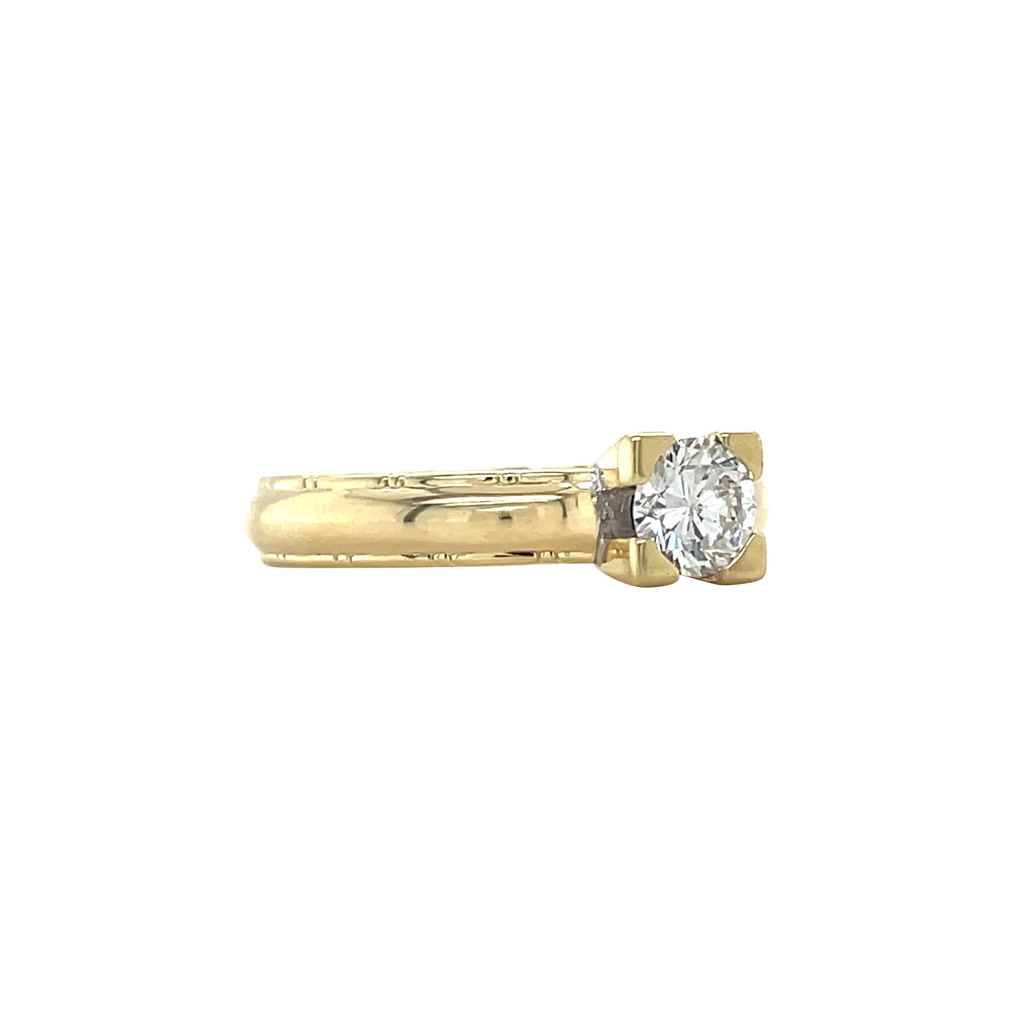 Gouden vintage solitair ring met diamant 14 krt