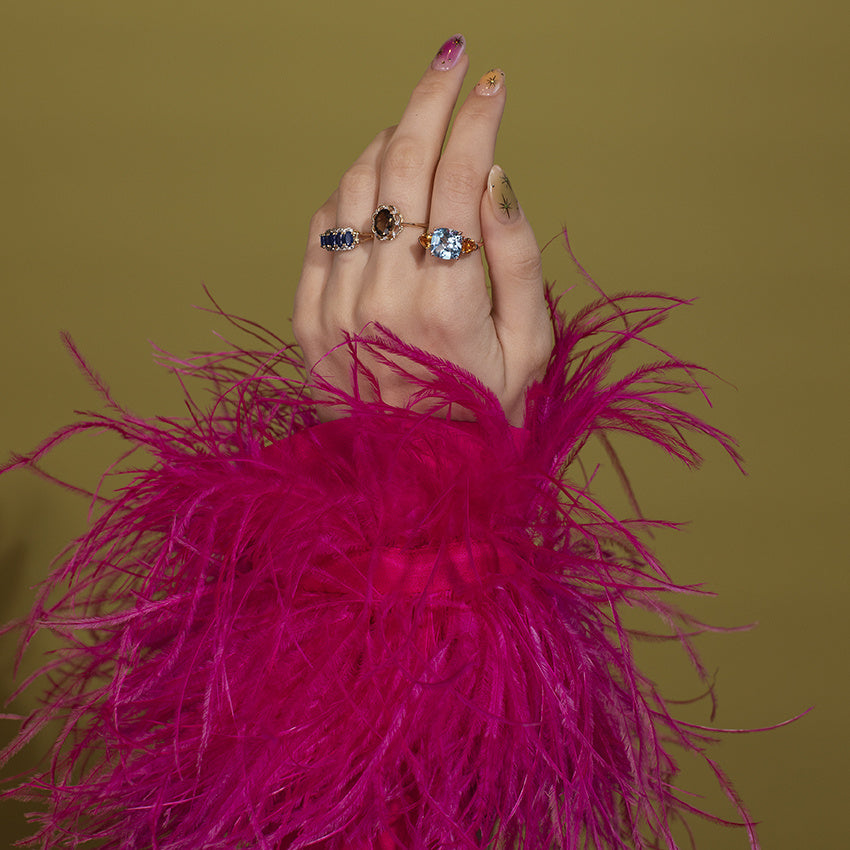 Ring met topaas en citrien 9 kt