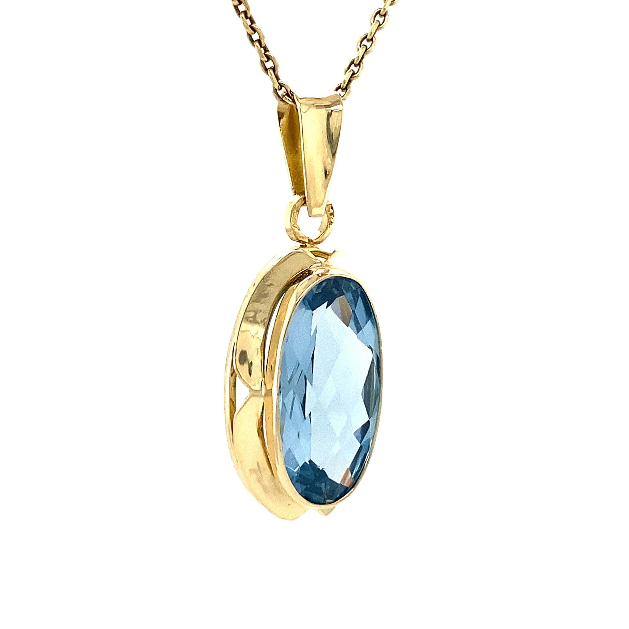 Gouden hanger met blauwe spinel 14 krt