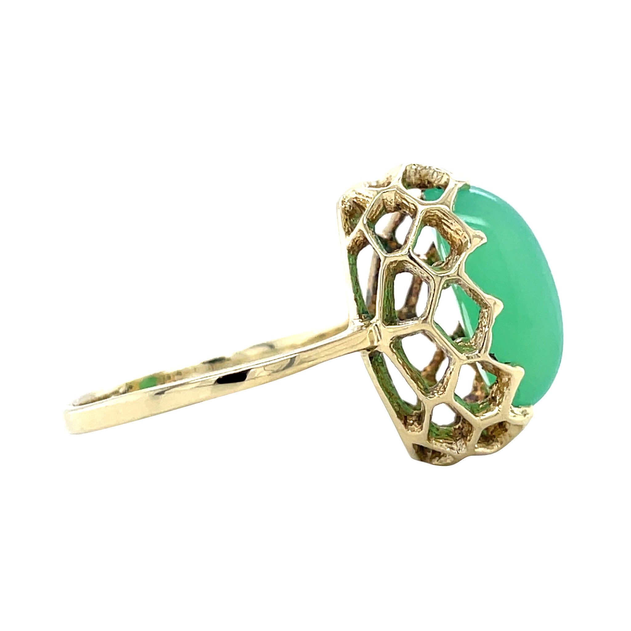 Gouden vintage ring met chrysopraas 14 kt