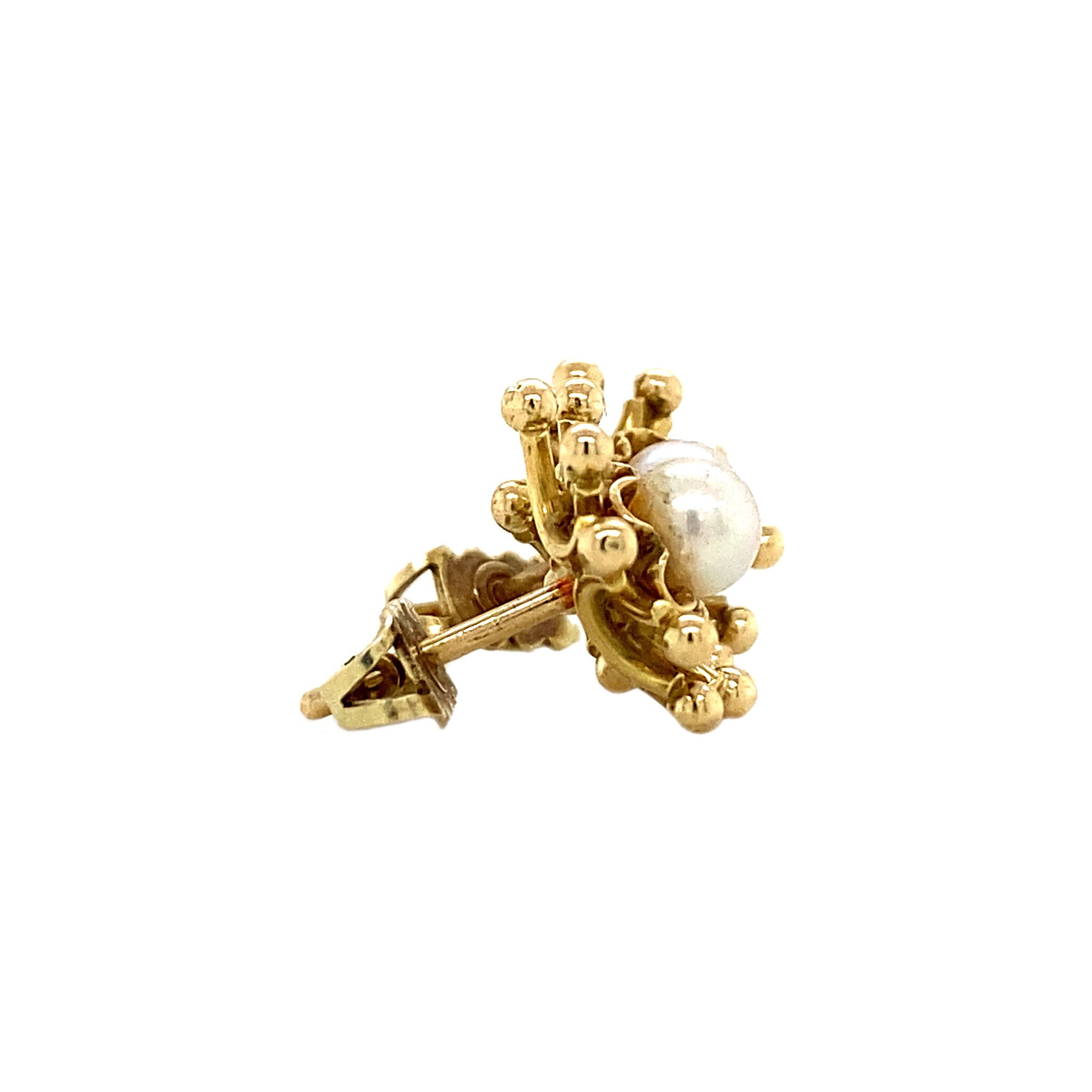 Gouden oorstekers met parel 14 krt