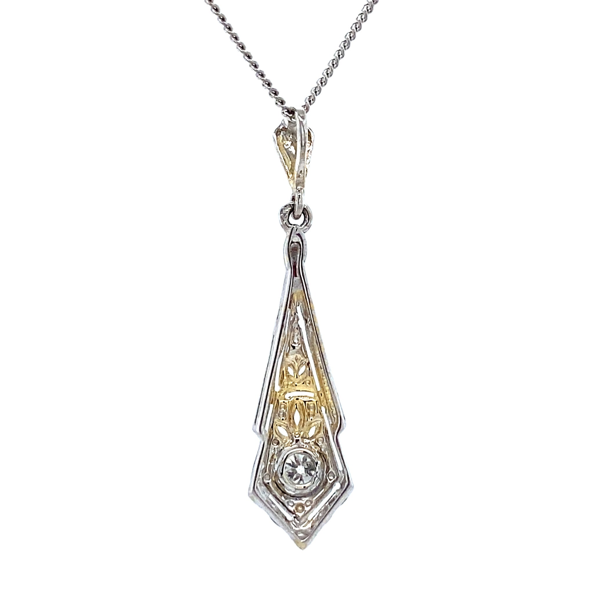 White gold vintage pendant with diamonds 14 krt