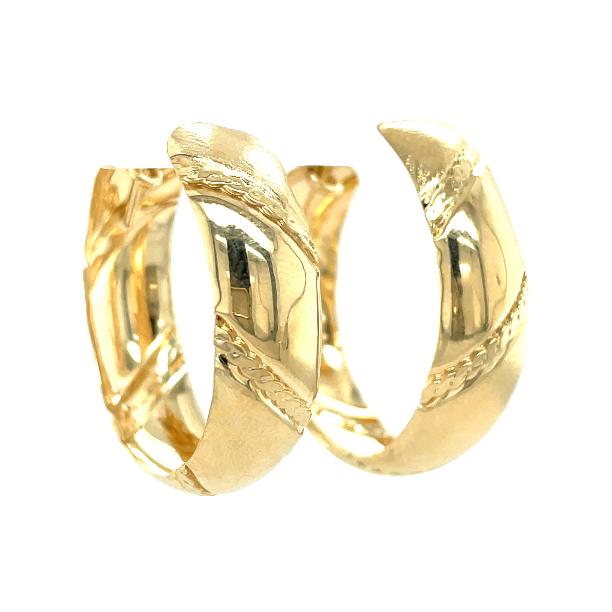 Gouden vintage fantasie oorringen 14 kt