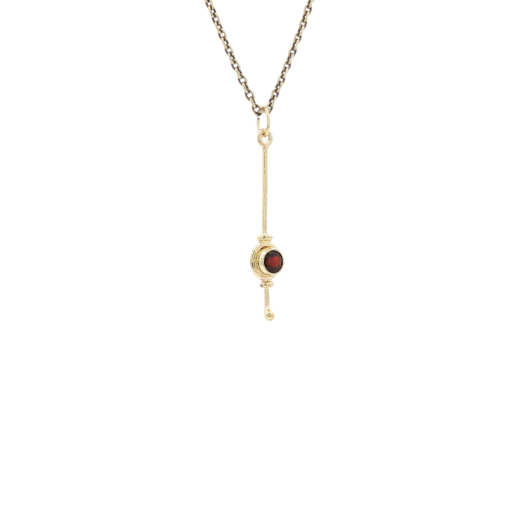 Gouden vintage hanger met granaat 14 kt