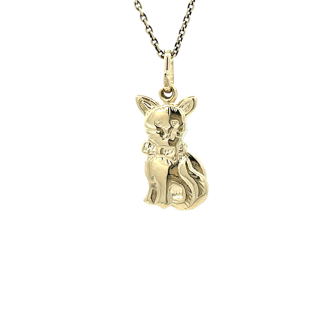 Vintage 14 kt gold cat pendant