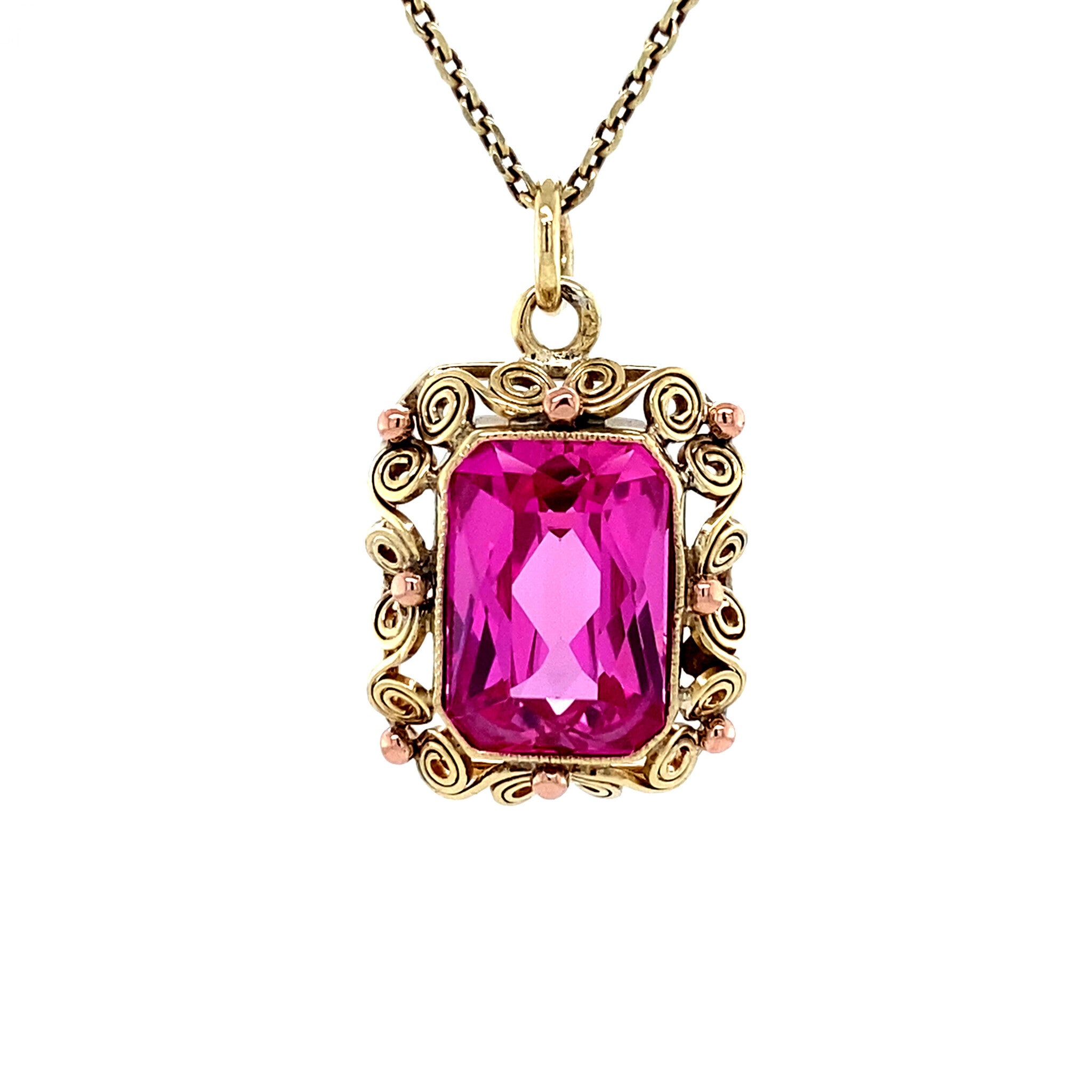 Vintage gold pendant with sapphire, 14 kt