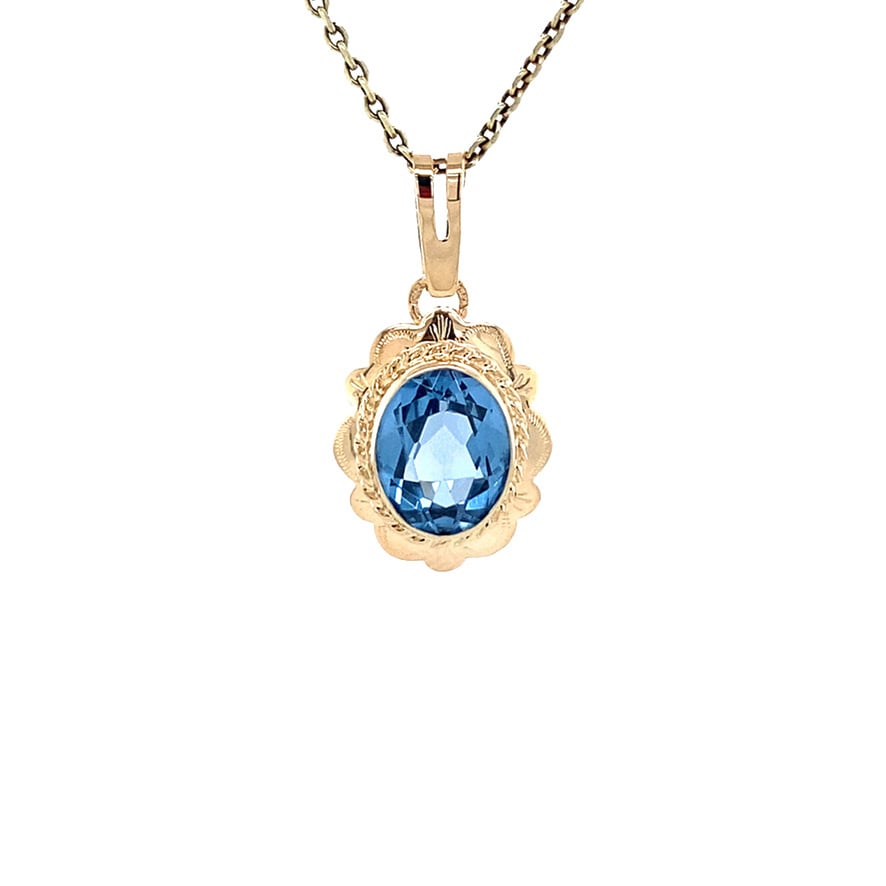 Vintage gold pendant with spinel, 14 kt