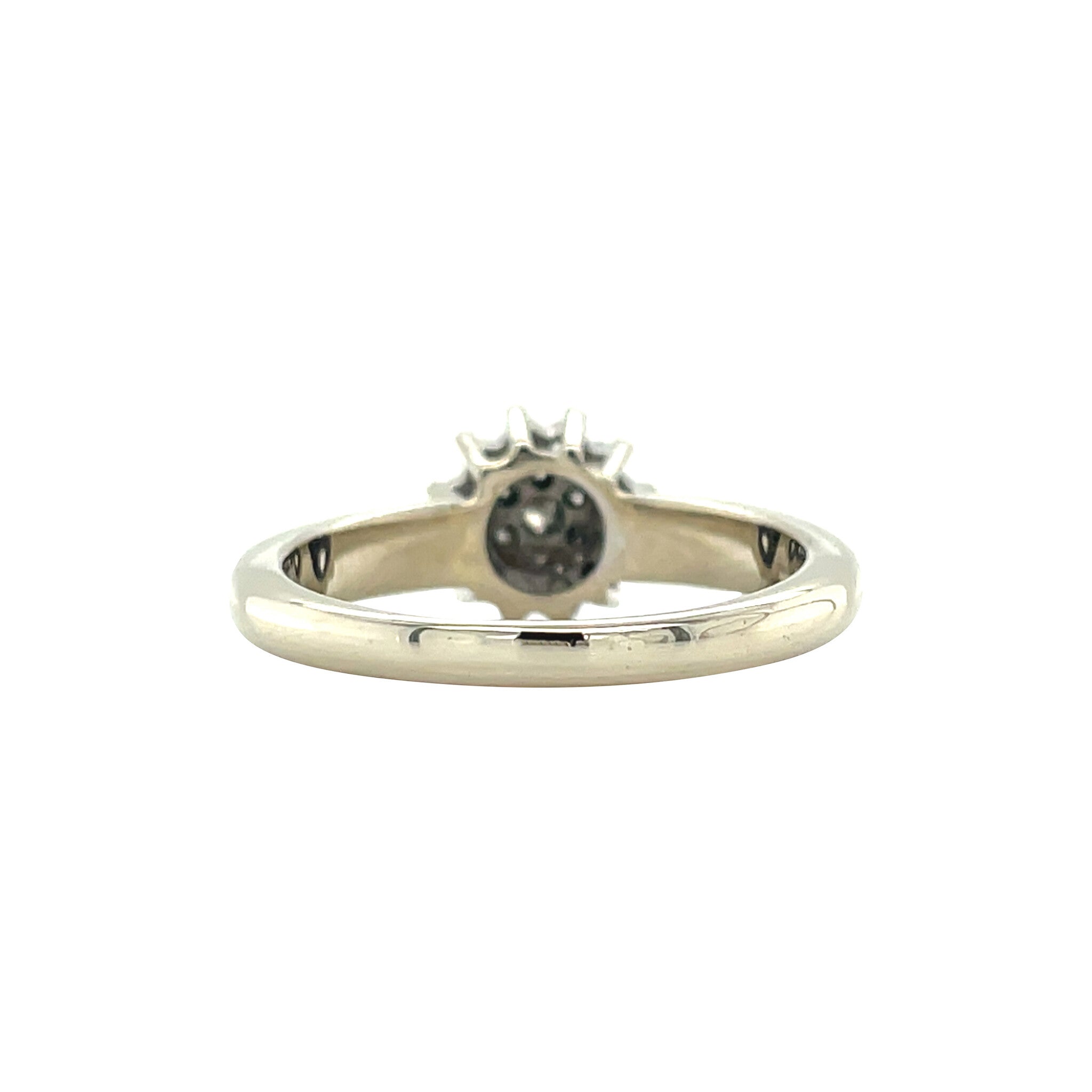 Vintage white gold cluster ring with diamond 14 kt