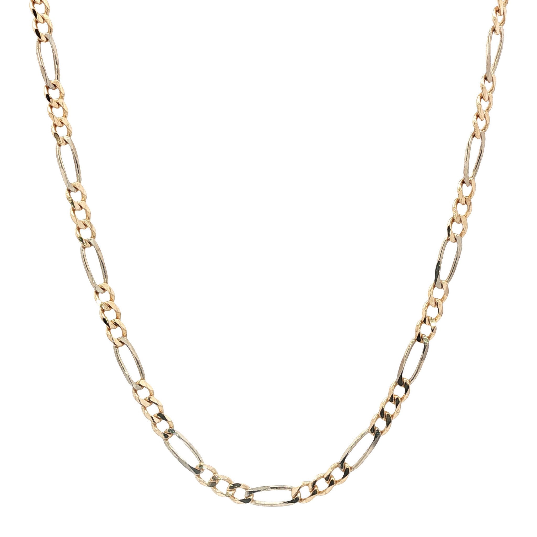 Two-tone gold vintage Figaro necklace 14 kt