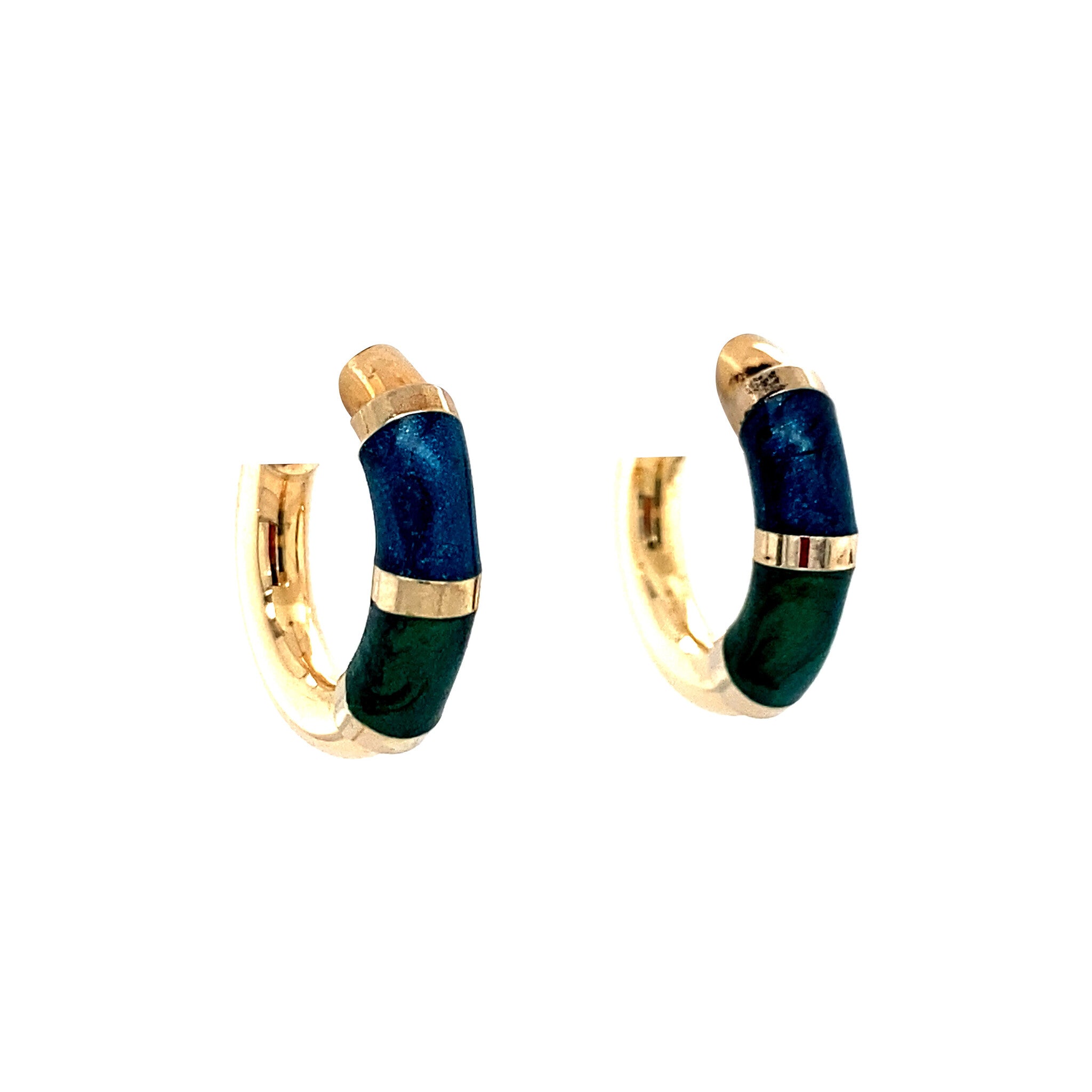 14 kt gold earrings with enamel
