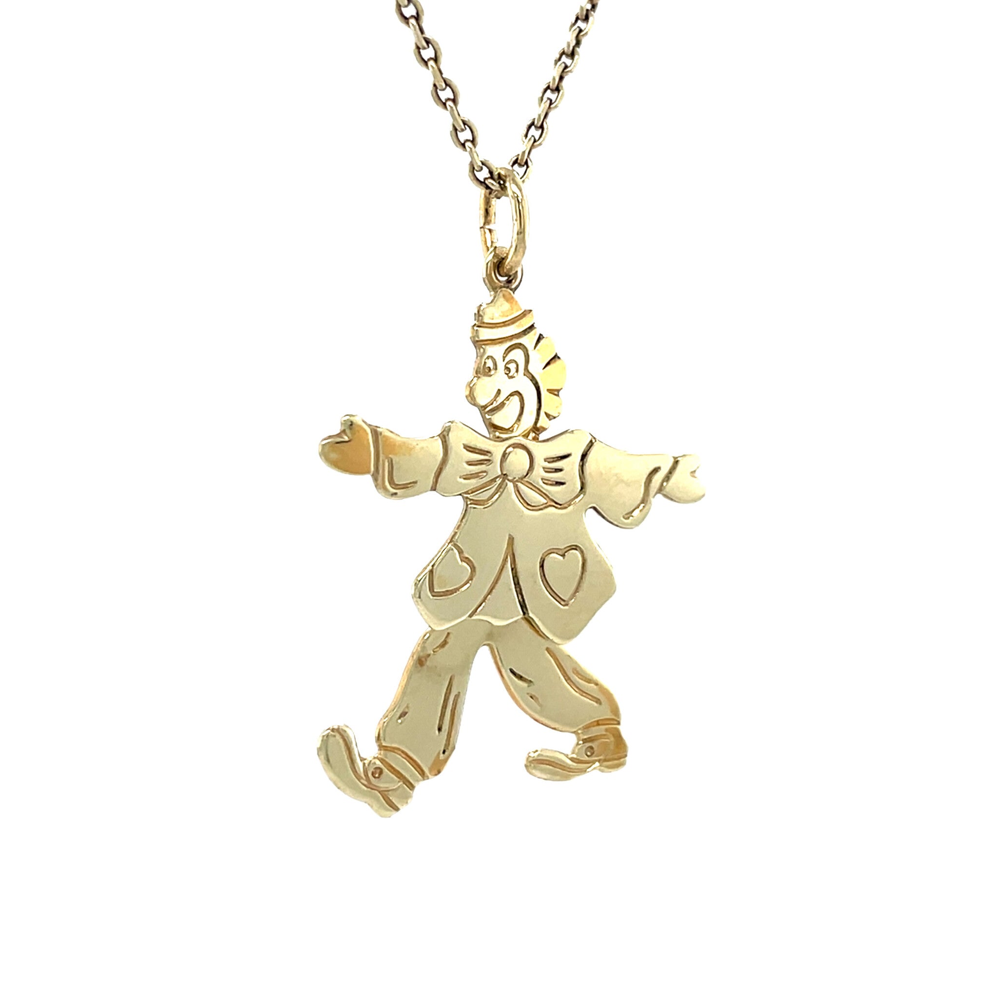 Gold vintage clown pendant 14 kt