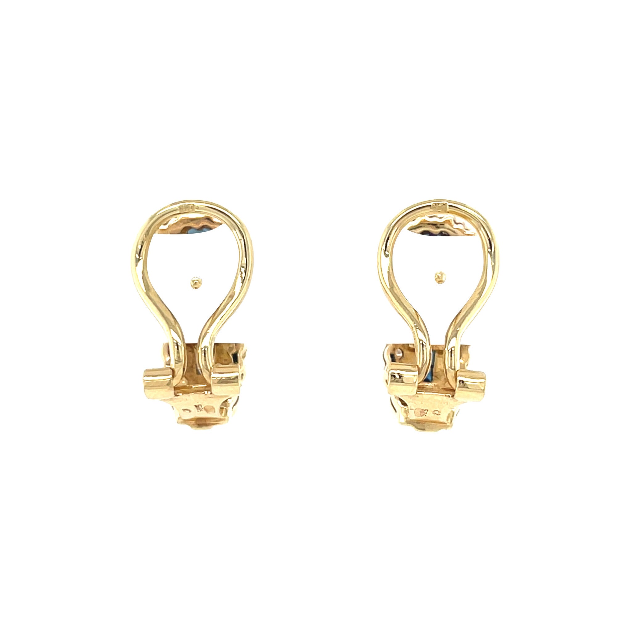 14 kt gold vintage halo stud earrings with sapphire and diamond