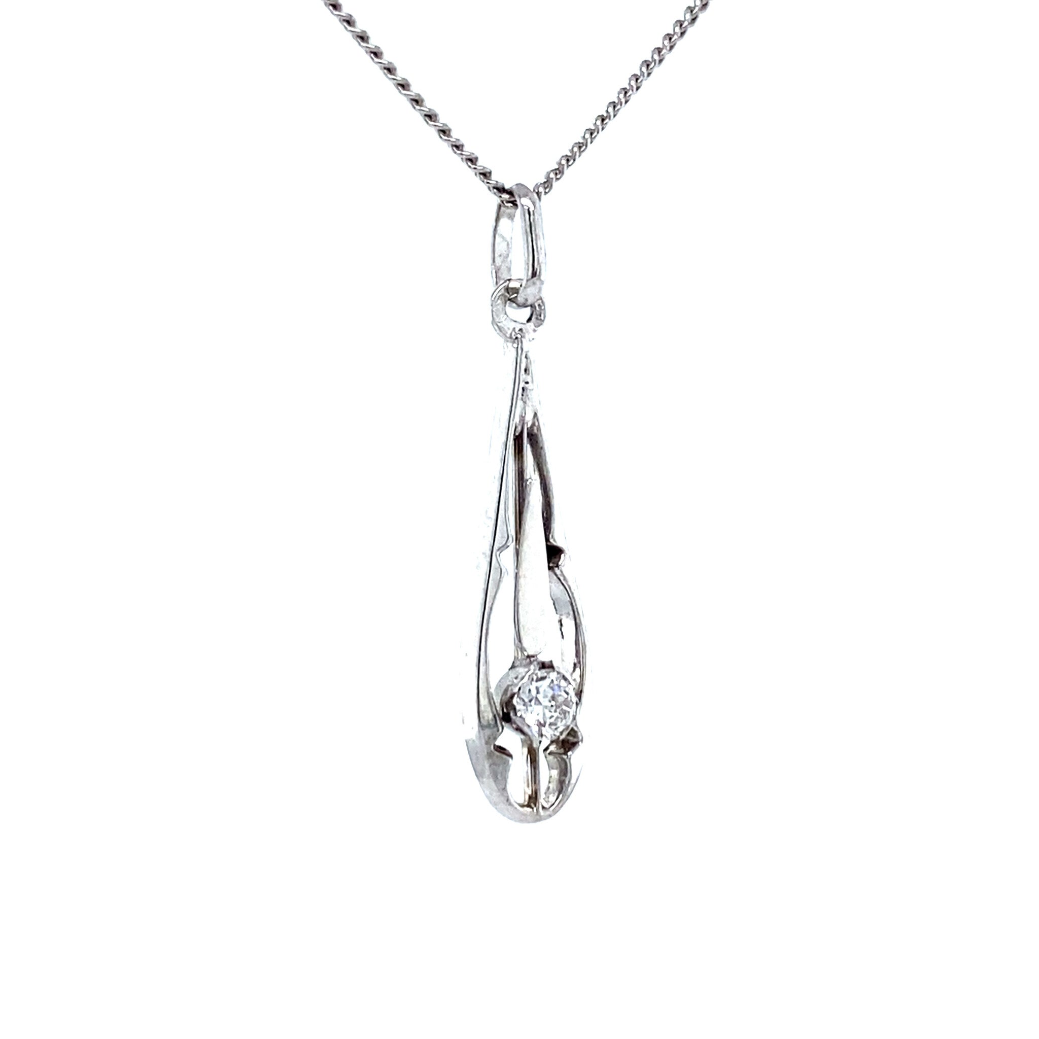 White gold pendant with diamond 14 kt