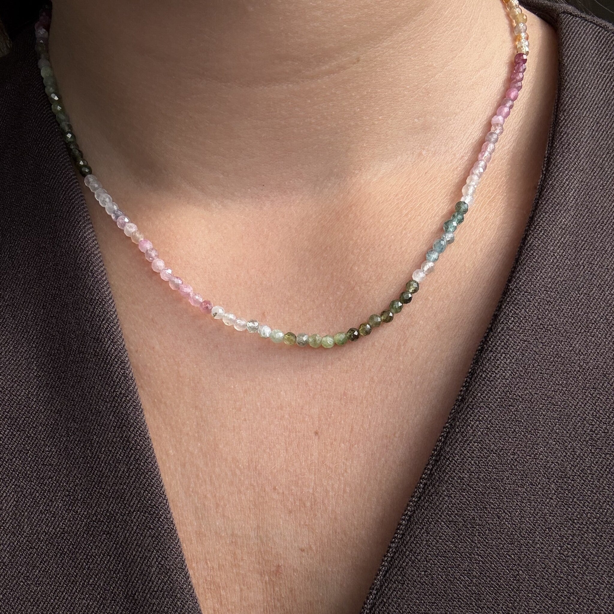 Vintage tourmaline necklace with 925 sterling silver clasp