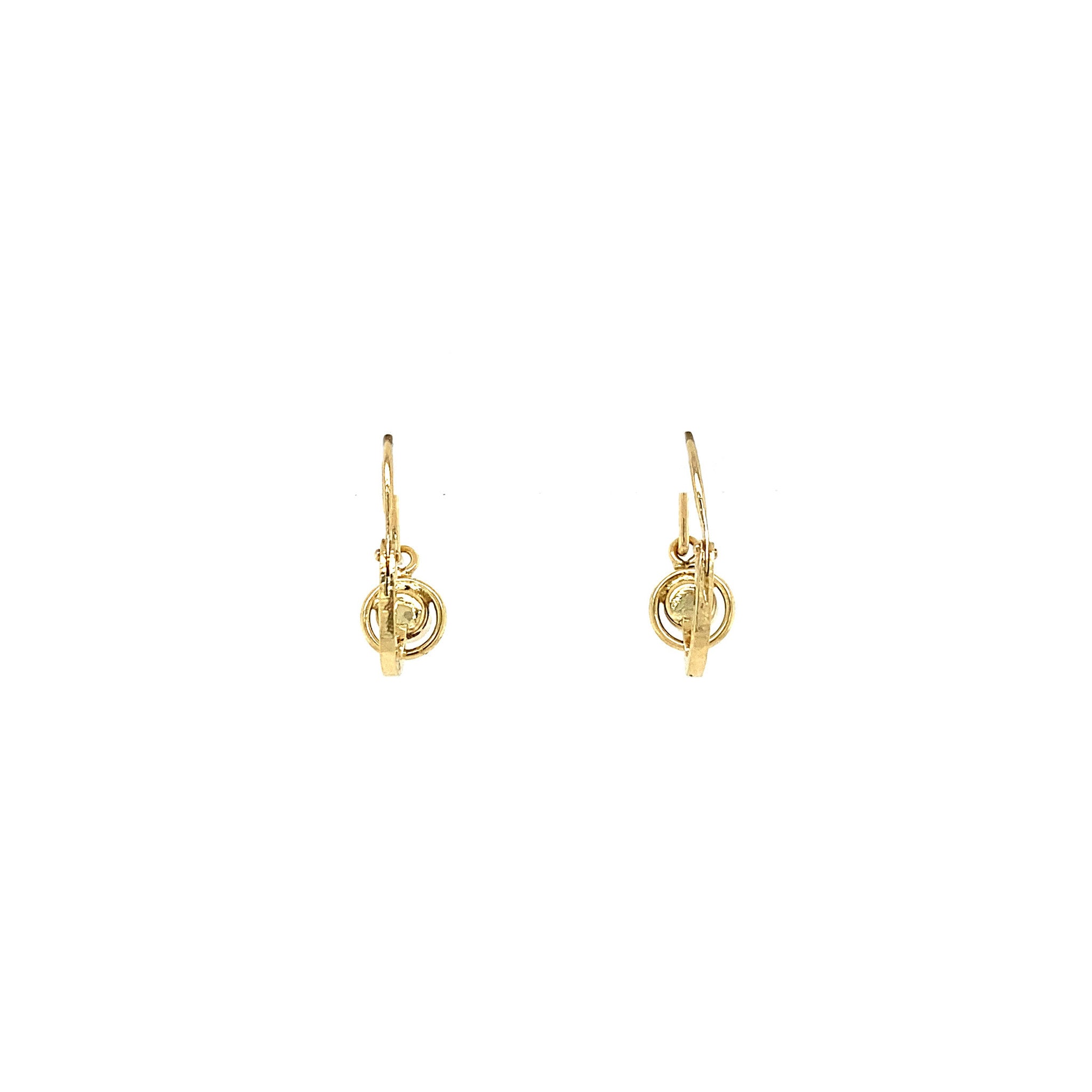 Gold earrings with glass stone 14 krt