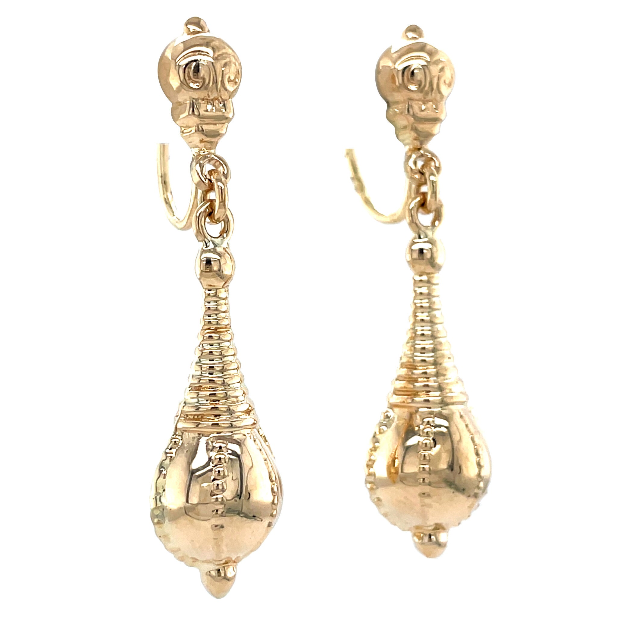 14 kt gold vintage fantasy drop earrings
