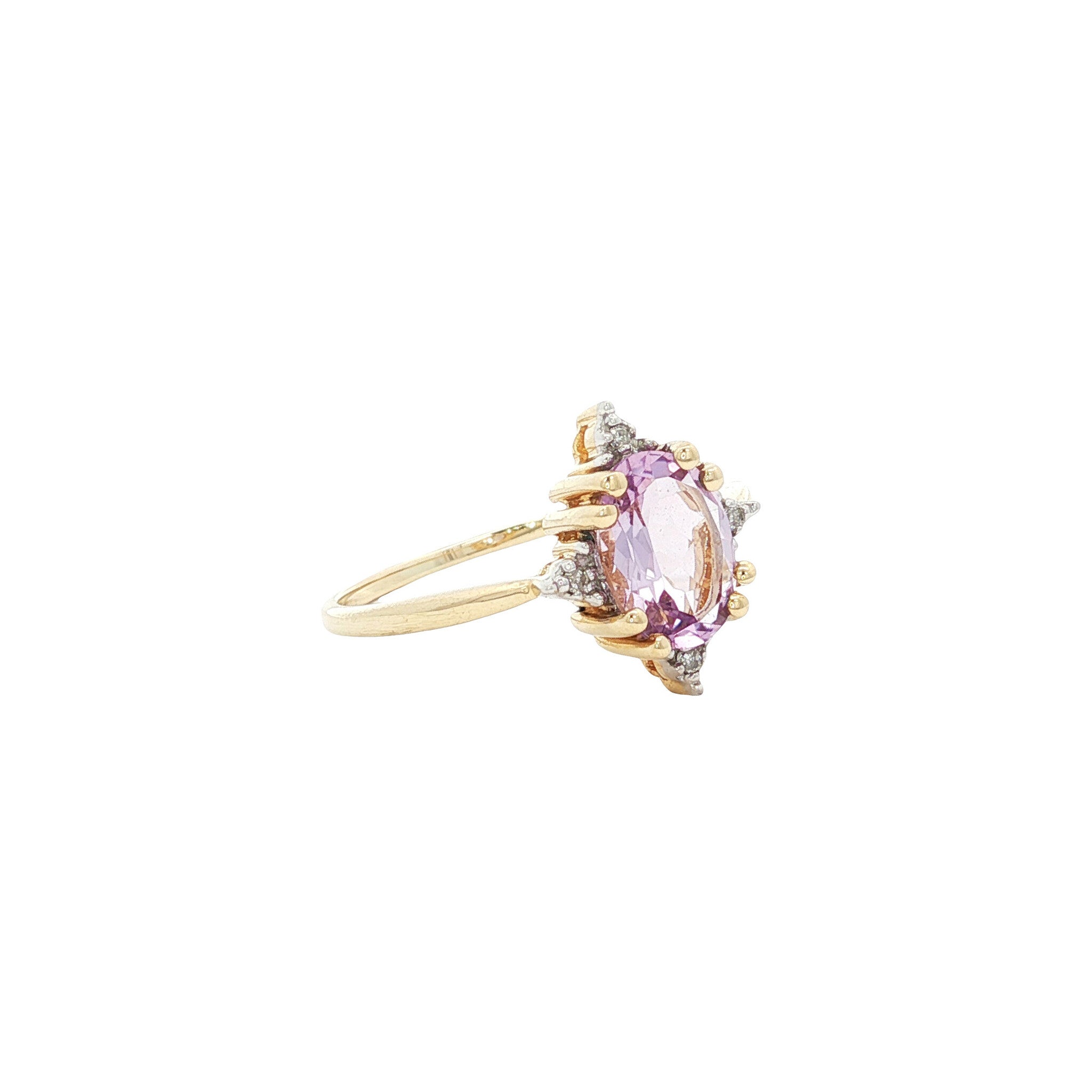 Ring met amethist en diamant 9 kt