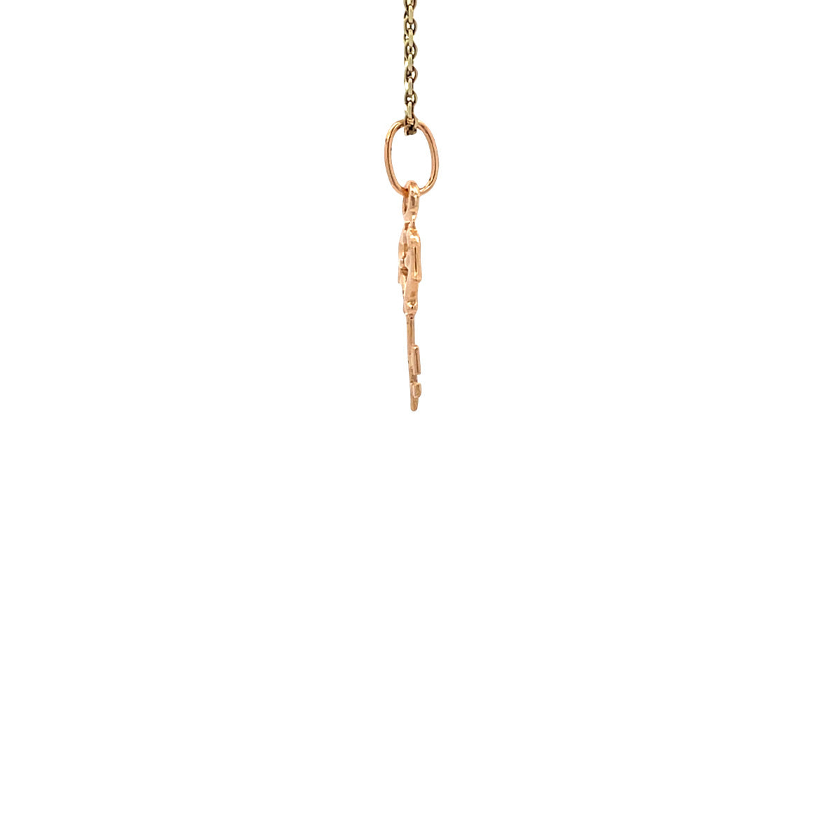 Rose gold vintage key pendant 14 kt