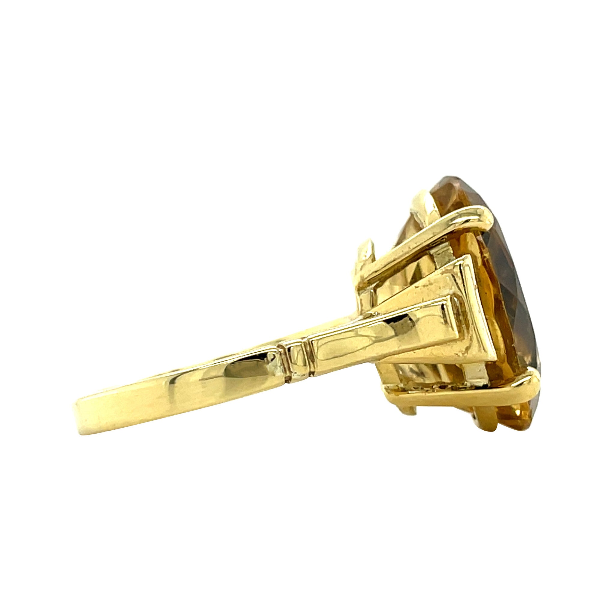 Gouden vintage ring met citrien 18 krt