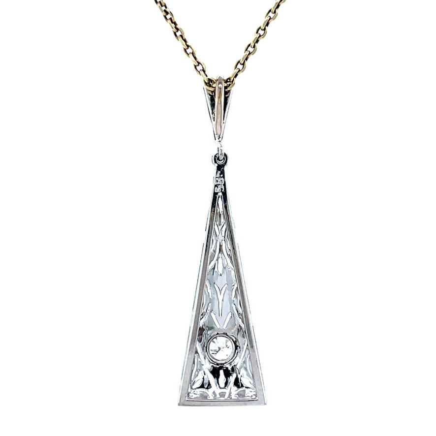 Vintage white-gold pendant with diamond, 14 kt