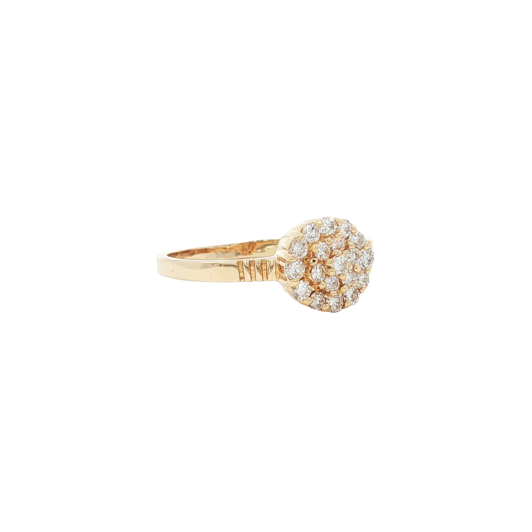 Gouden vintage entourage ring met diamant 14 kt