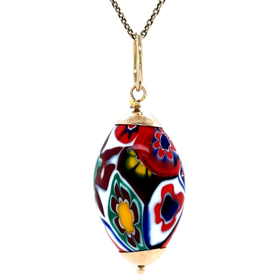 Vintage 14 kt gold pendant with millefiori