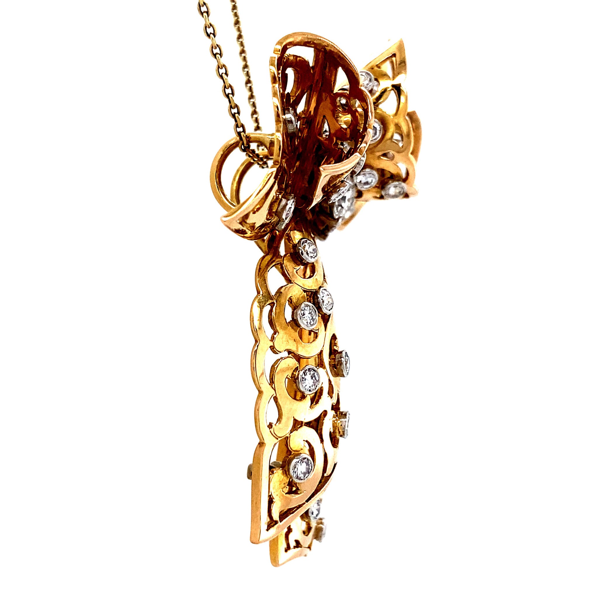 Gouden strik hanger met diamant 14 krt/950
